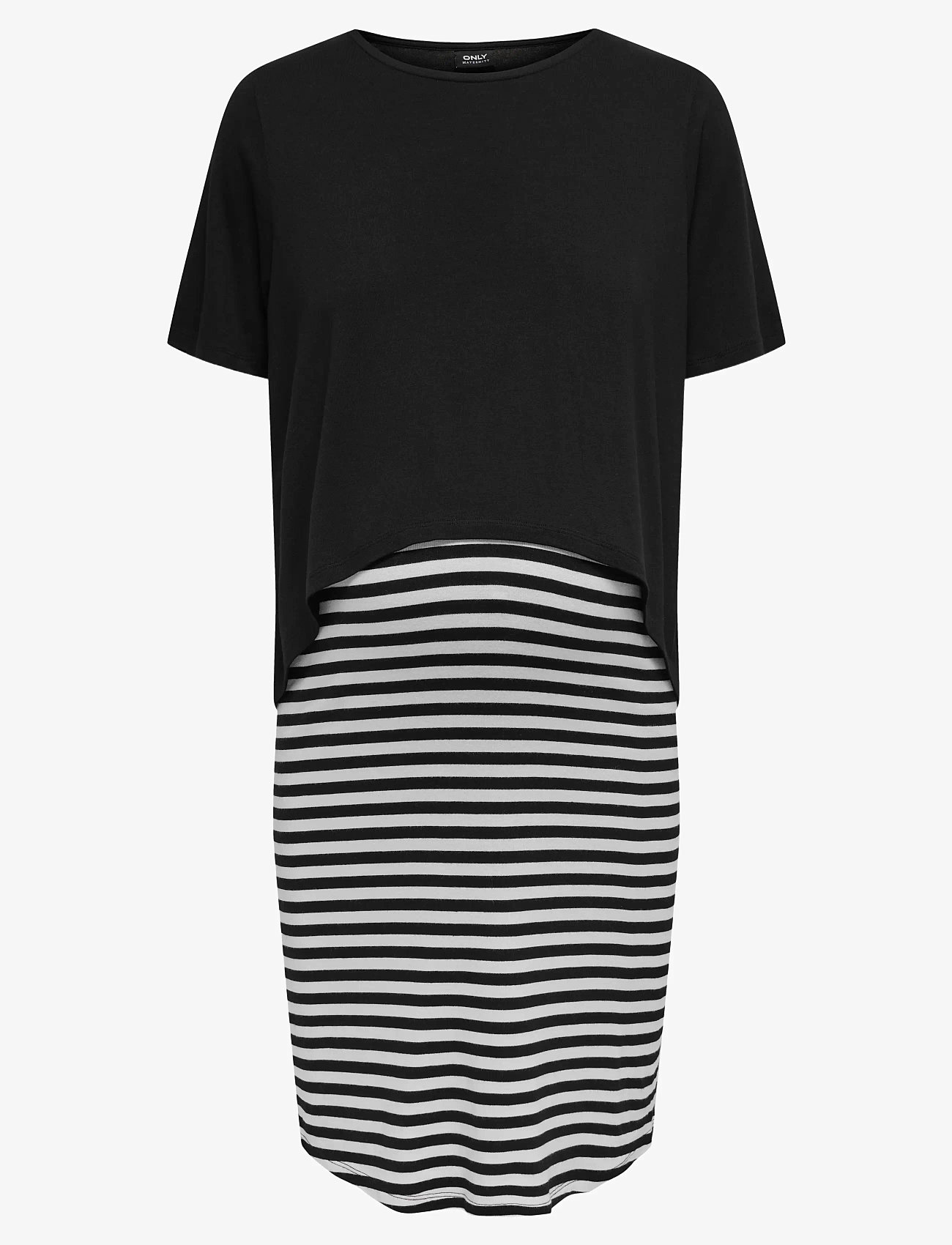 Only Maternity - OLMOLINE S/S O-NECK NURSI DRESS JRS NOOS - t-shirt-kleider - black - 1