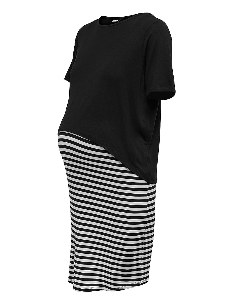 Only Maternity - OLMOLINE S/S O-NECK NURSI DRESS JRS NOOS - t-shirt-kleider - black - 4