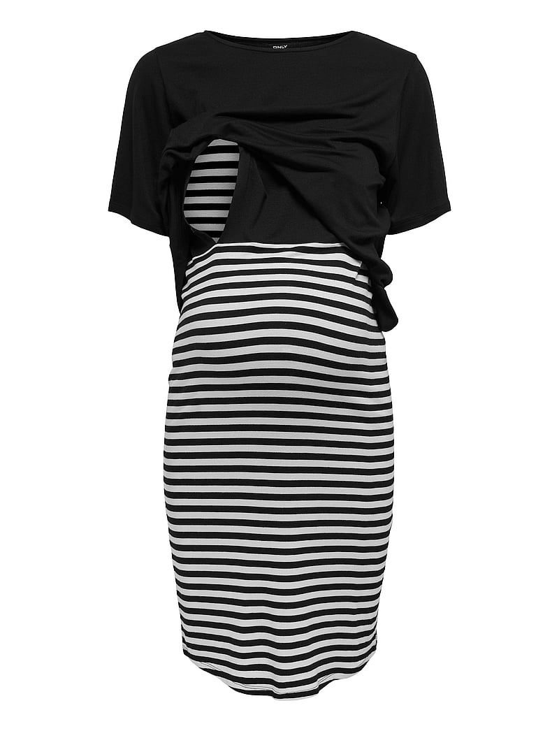 Only Maternity - OLMOLINE S/S O-NECK NURSI DRESS JRS NOOS - t-shirt-kleider - black - 5