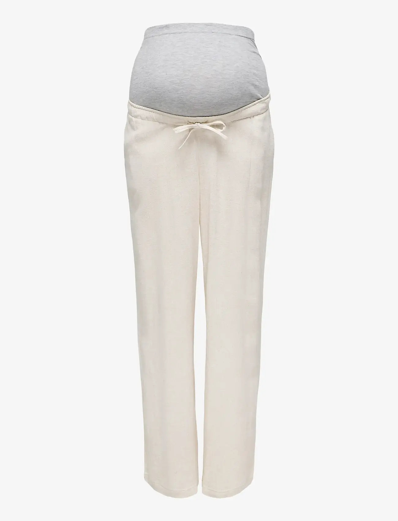 Only Maternity - OLMSIESTA MW PULL-UP LINEN BL PANT NOOS - hørbukser - moonbeam - 1