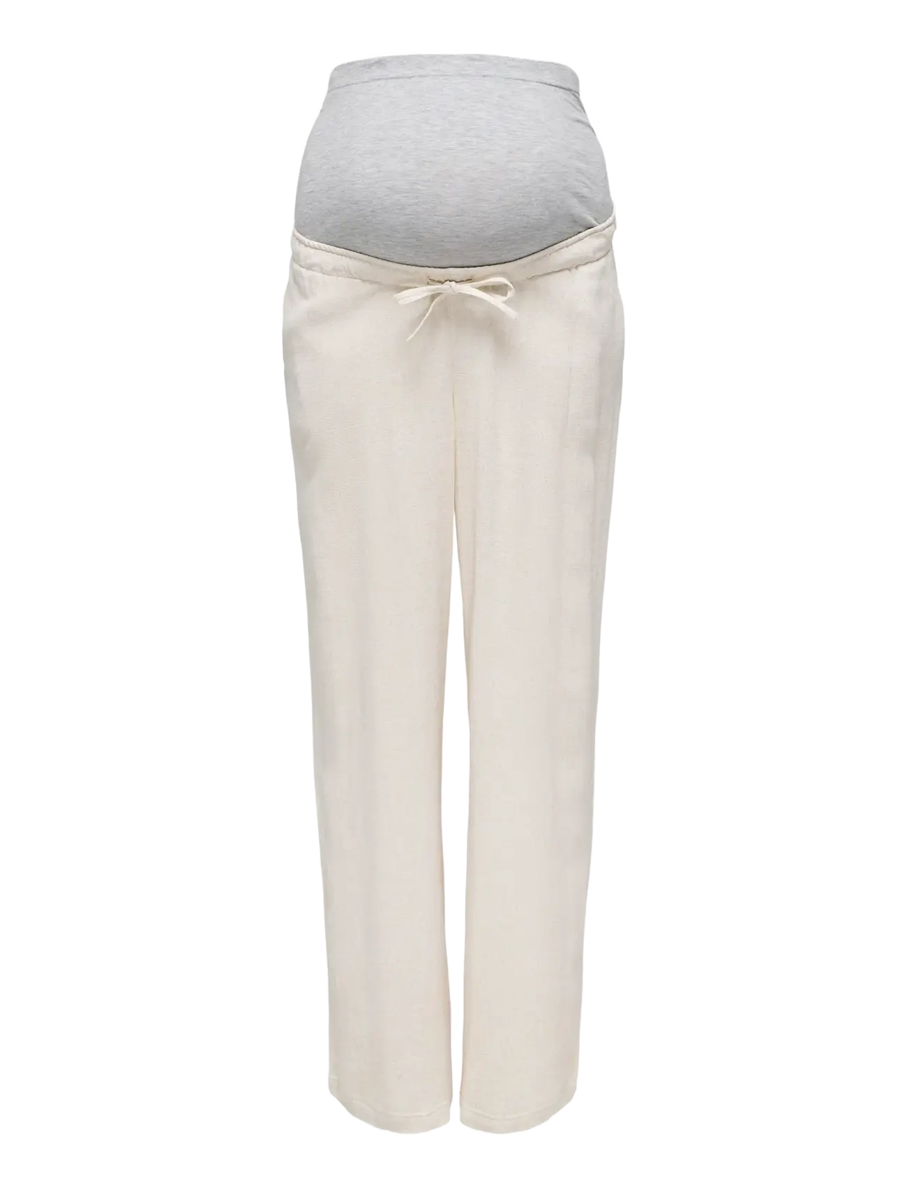 Only Maternity OLMSIESTA MW PULL-UP LINEN BL PANT NOOS - Linased püksid - MOONBEAM / cream