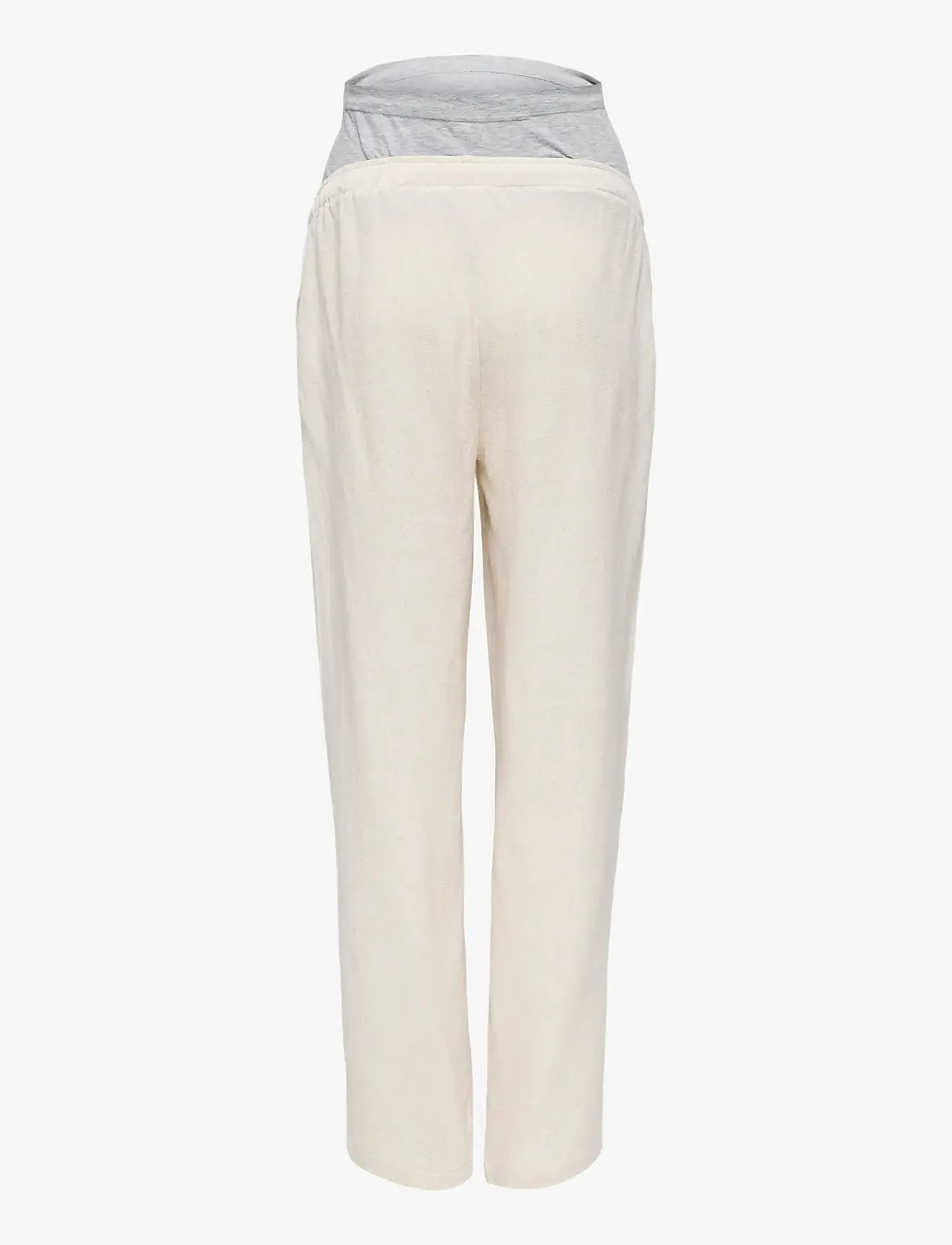 Only Maternity - OLMSIESTA MW PULL-UP LINEN BL PANT NOOS - hørbukser - moonbeam - 2