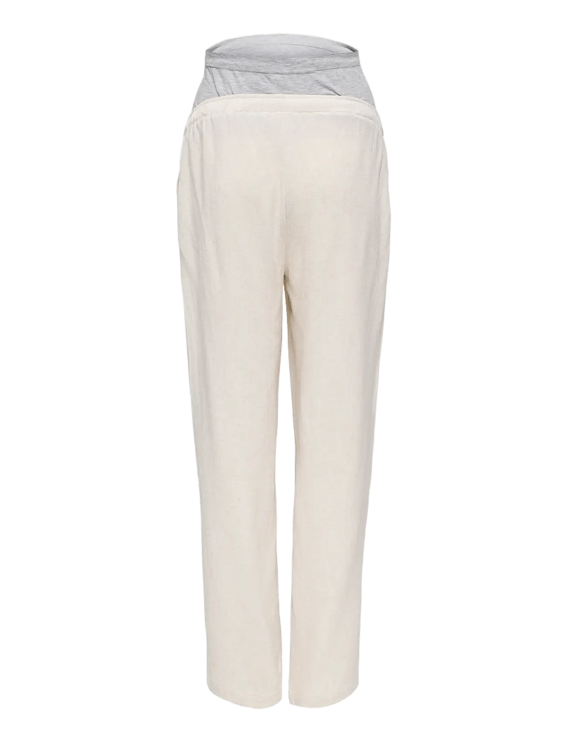 Only Maternity - OLMSIESTA MW PULL-UP LINEN BL PANT NOOS - hørbukser - moonbeam - 2