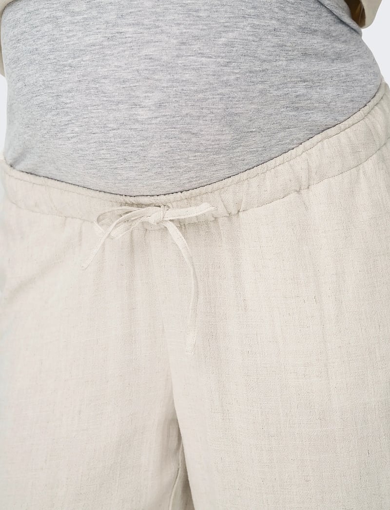 Only Maternity - OLMSIESTA MW PULL-UP LINEN BL PANT NOOS - hørbukser - moonbeam - 5