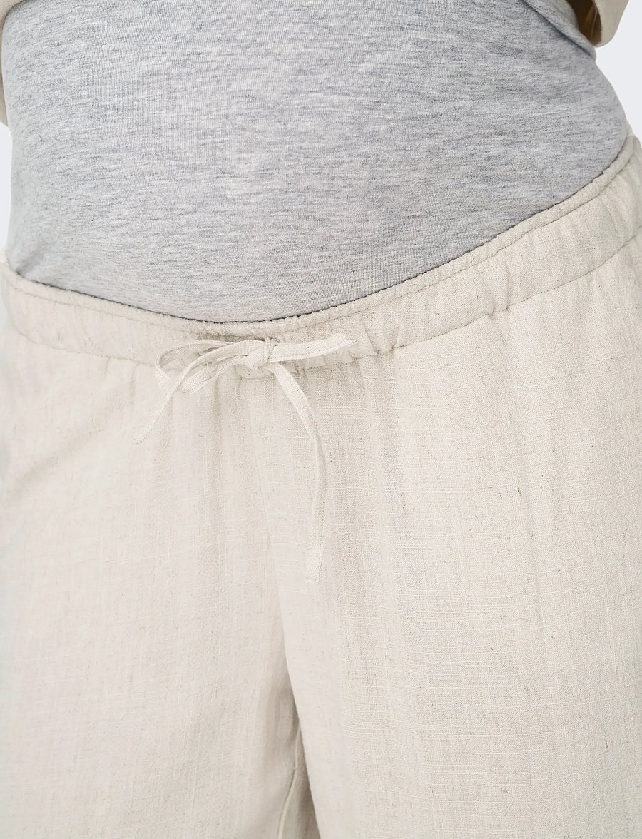Only Maternity - OLMSIESTA MW PULL-UP LINEN BL PANT NOOS - lina bikses - moonbeam - 5