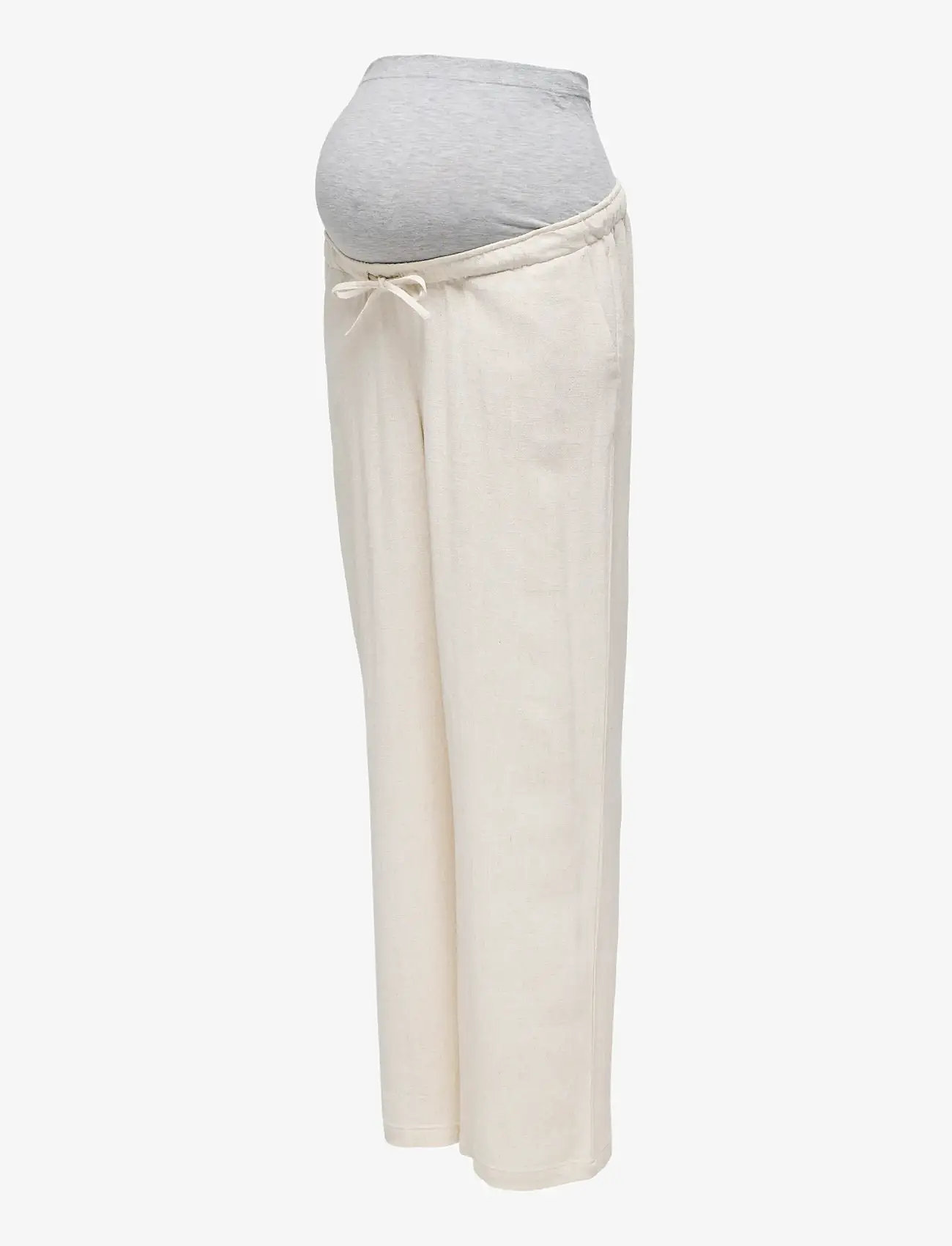 Only Maternity - OLMSIESTA MW PULL-UP LINEN BL PANT NOOS - hørbukser - moonbeam - 3