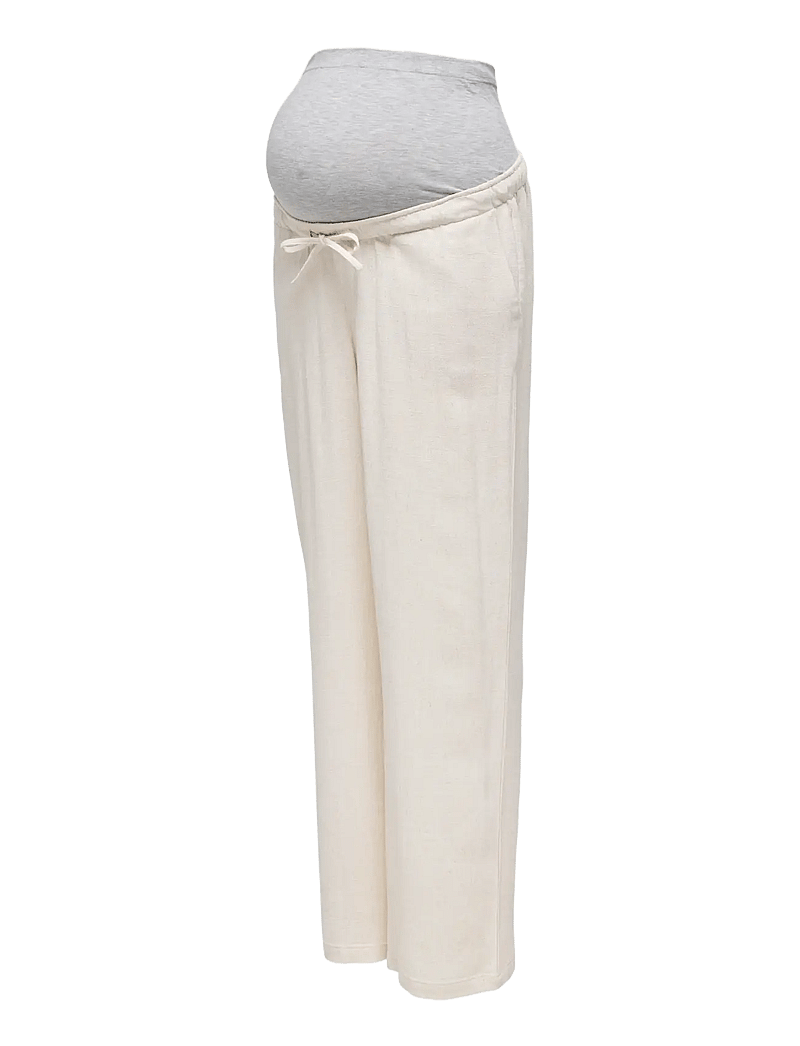Only Maternity - OLMSIESTA MW PULL-UP LINEN BL PANT NOOS - hørbukser - moonbeam - 3