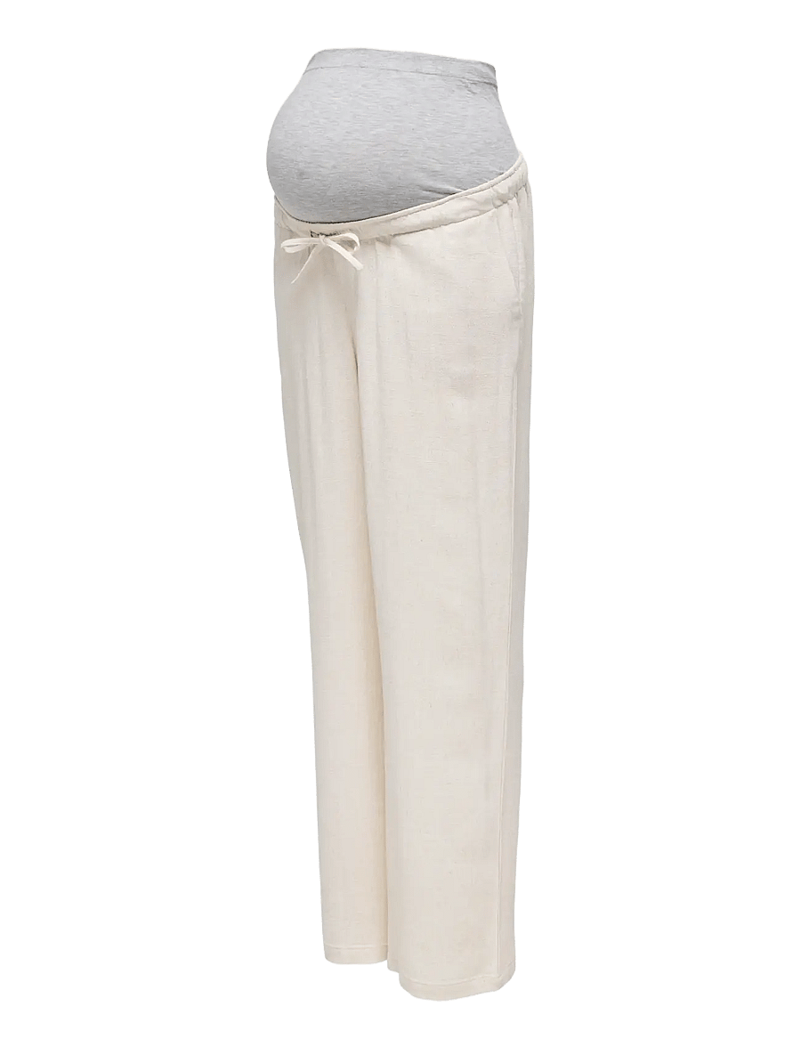 Only Maternity - OLMSIESTA MW PULL-UP LINEN BL PANT NOOS - lina bikses - moonbeam - 3
