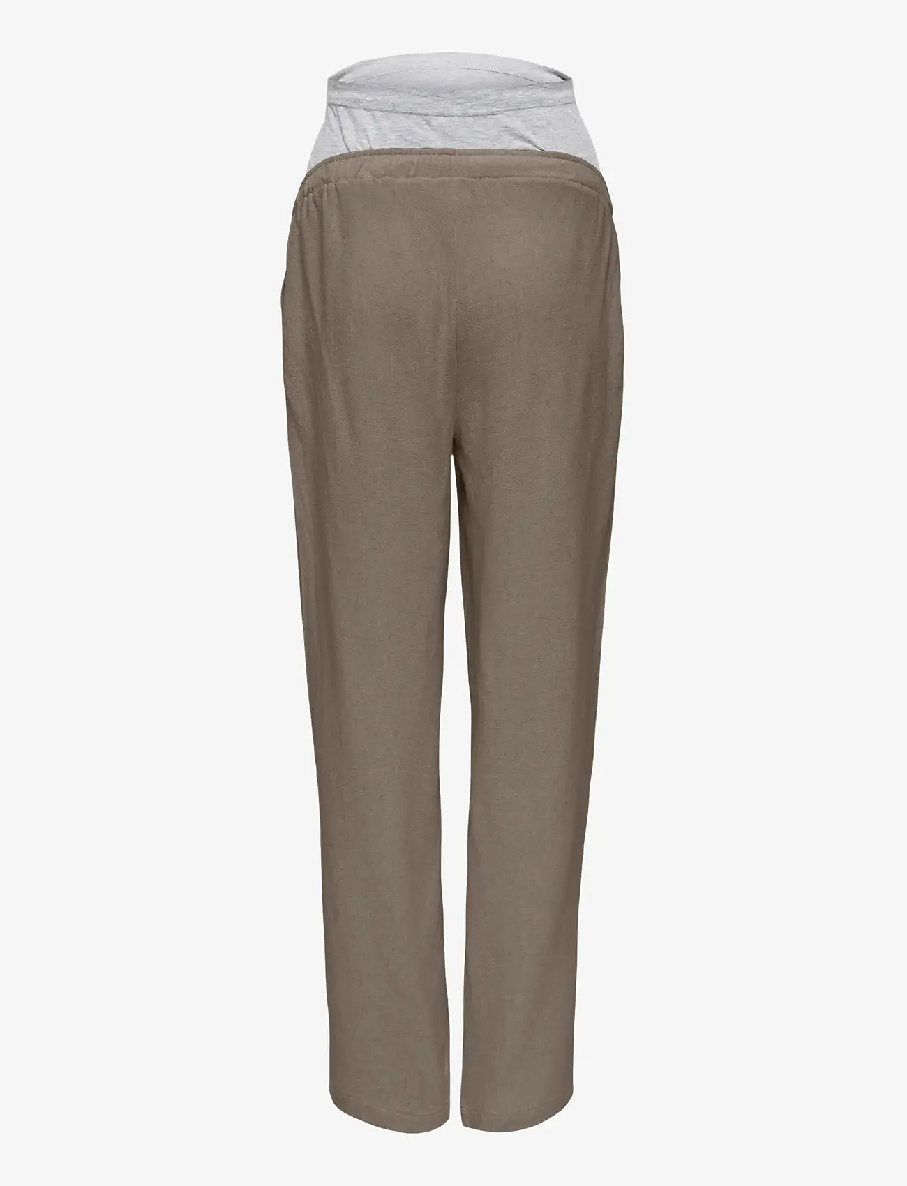 Only Maternity - OLMSIESTA MW PULL-UP LINEN BL PANT NOOS - hørbukser - walnut - 1