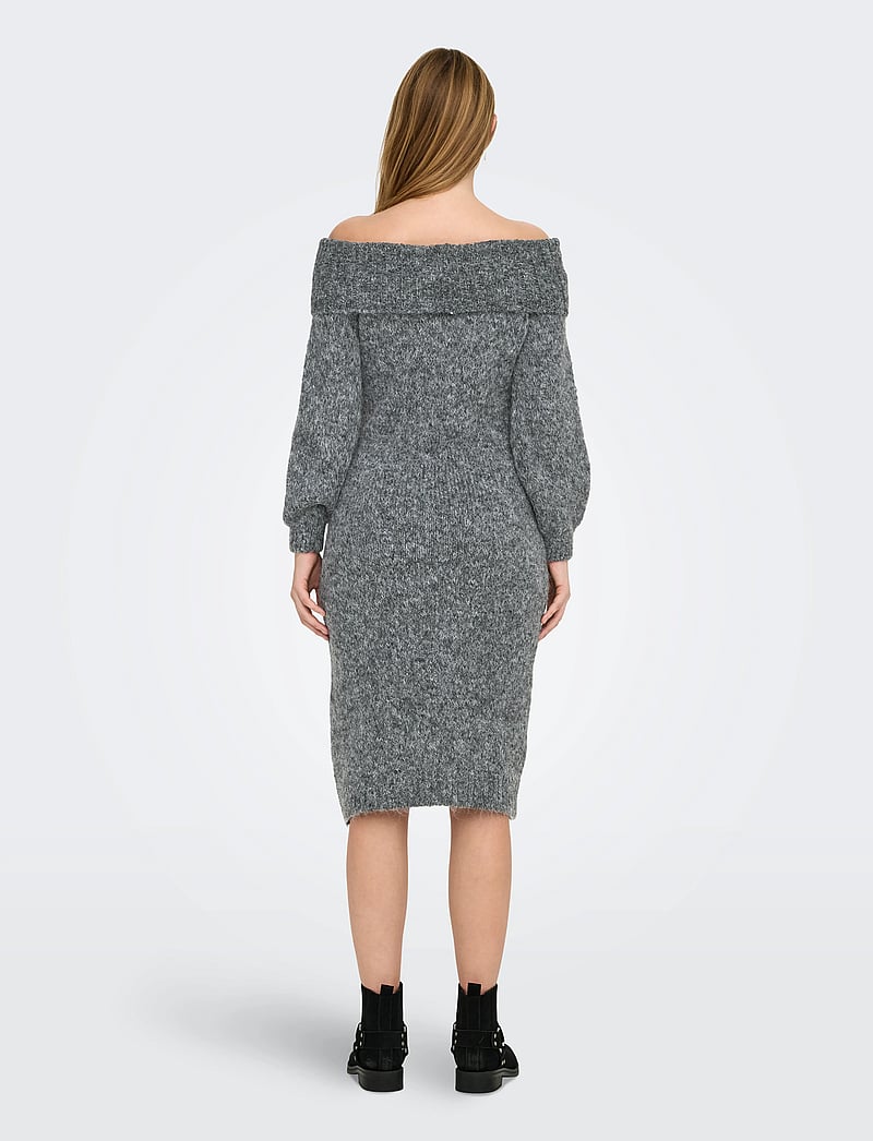 Only Maternity - OLMMARIE LS OFF SHOULDER DRESS KNT - knitted dresses - medium grey melange - 4