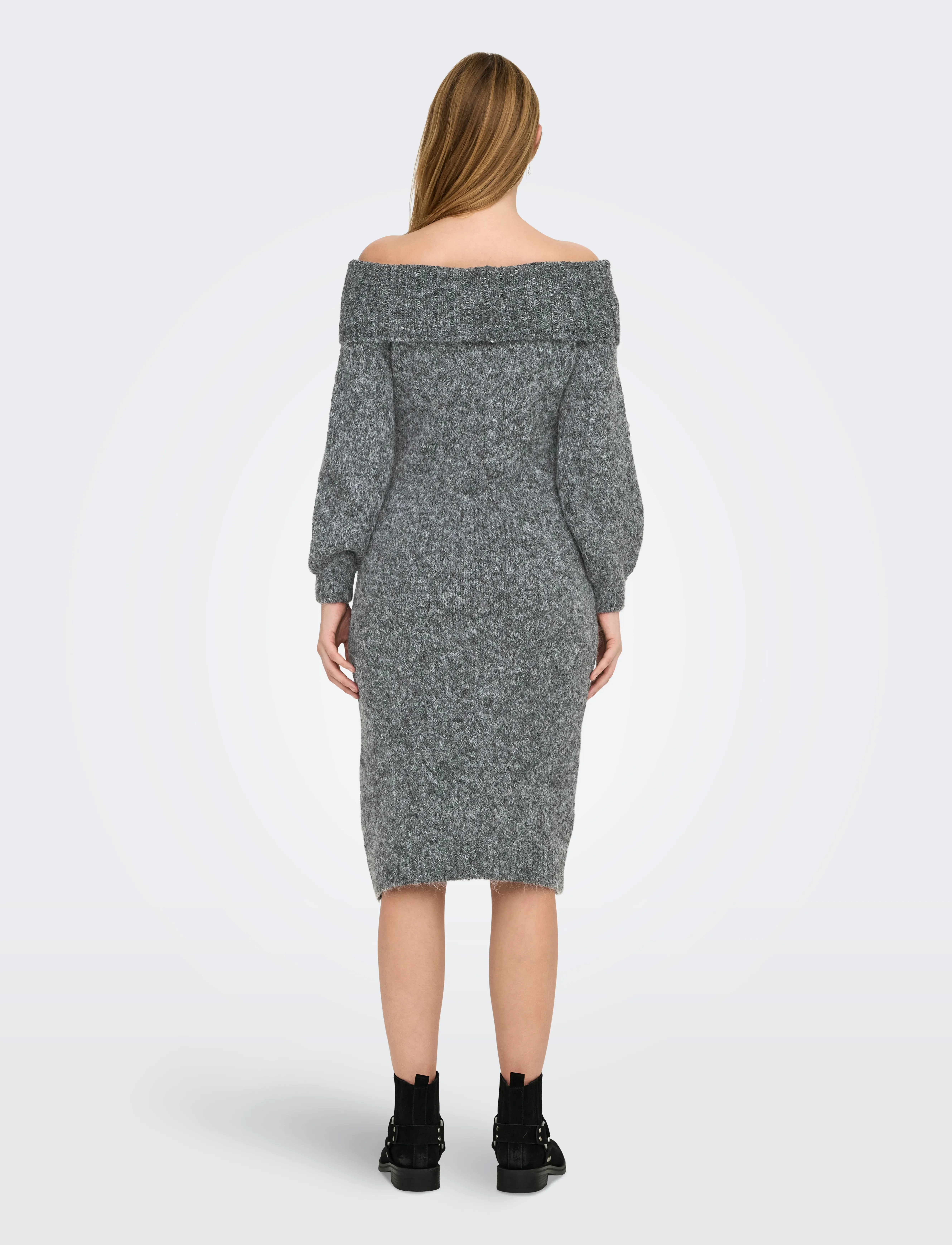 Only Maternity - OLMMARIE LS OFF SHOULDER DRESS KNT - laveste priser - medium grey melange - 4
