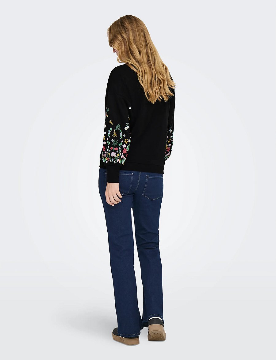 Only Maternity - OLMBROOKE L/S O-NECK FLOWER SWT - black - 3