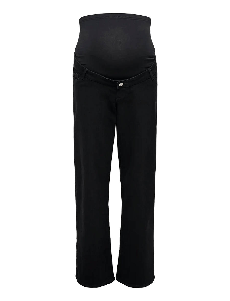 Only Maternity - OLMSNOW HW WIDE DNM JEANS PIM BOX NOOS - brede jeans - black denim - 0
