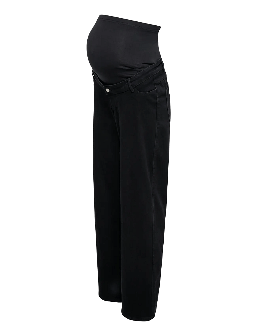 Only Maternity - OLMSNOW HW WIDE DNM JEANS PIM BOX NOOS - brede jeans - black denim - 2