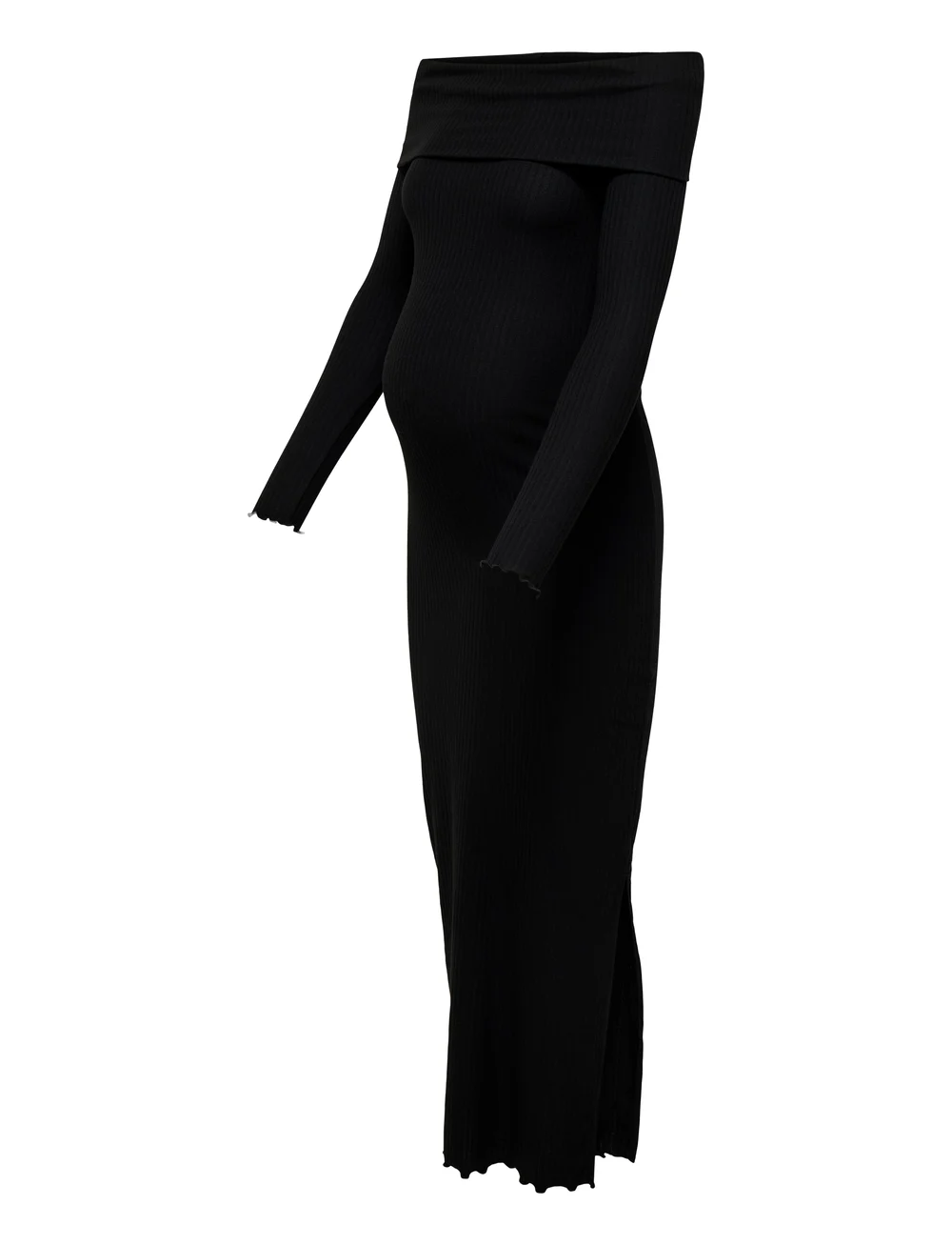 Only Maternity - OLMESMERALDA L/S OFF SHOULDER DRESS JRS - midimekot - black - 4