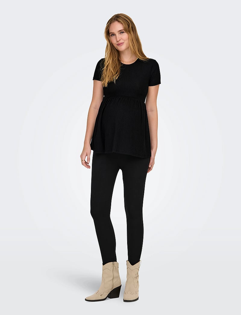 Only Maternity - OLMMALAYA S/S O-NECK TOP JRS NOOS - alussärgid - black - 0