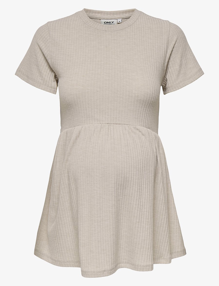 Only Maternity - OLMMALAYA S/S O-NECK TOP JRS NOOS - oberteile - pumice stone - 1