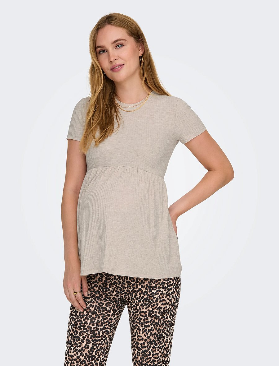Only Maternity - OLMMALAYA S/S O-NECK TOP JRS NOOS - oberteile - pumice stone - 0