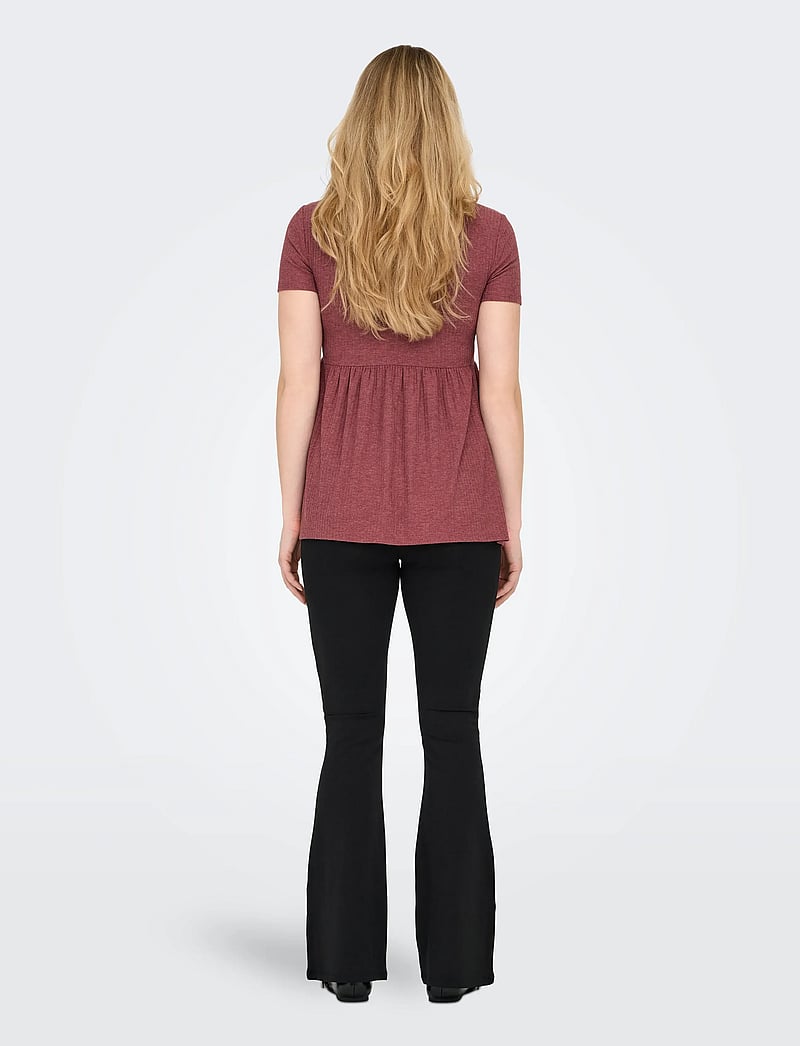 Only Maternity - OLMMALAYA S/S O-NECK TOP JRS NOOS - t-skjorter - rose brown - 4