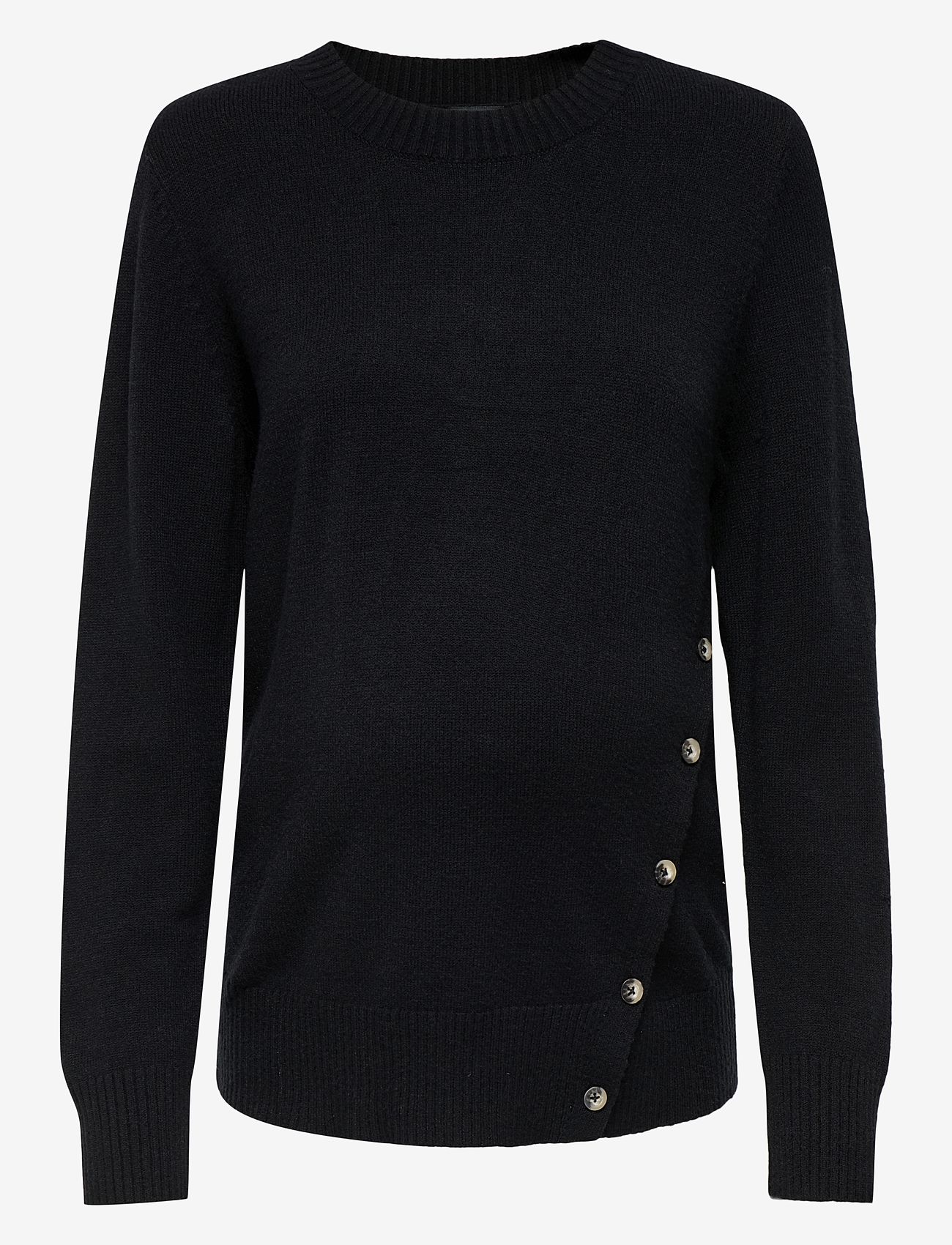 Only Maternity - OLMBEATRICE LS O-NECK BUTTON KNT - black - 0