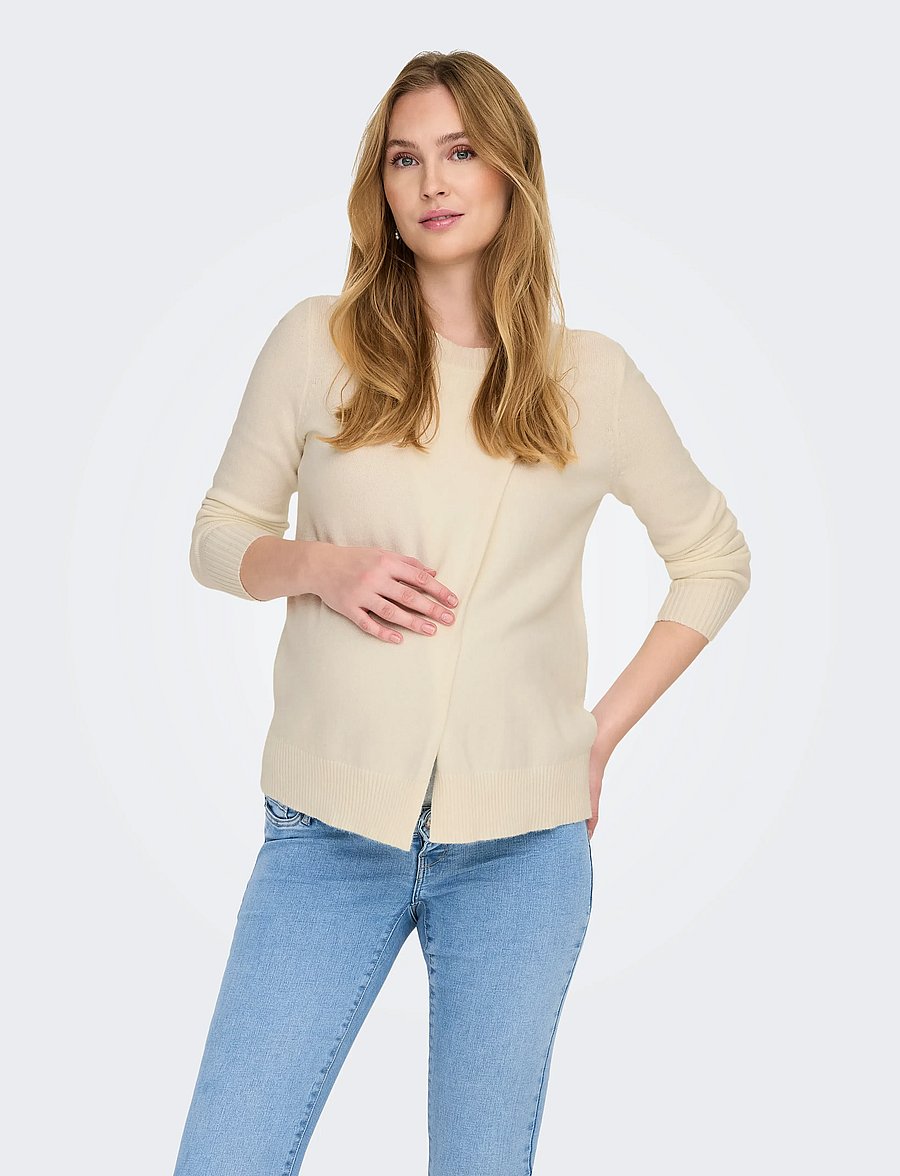 Only Maternity - OLMCAPUCINE NURSING LS O-NECK PULL KNT - cloud dancer - 0