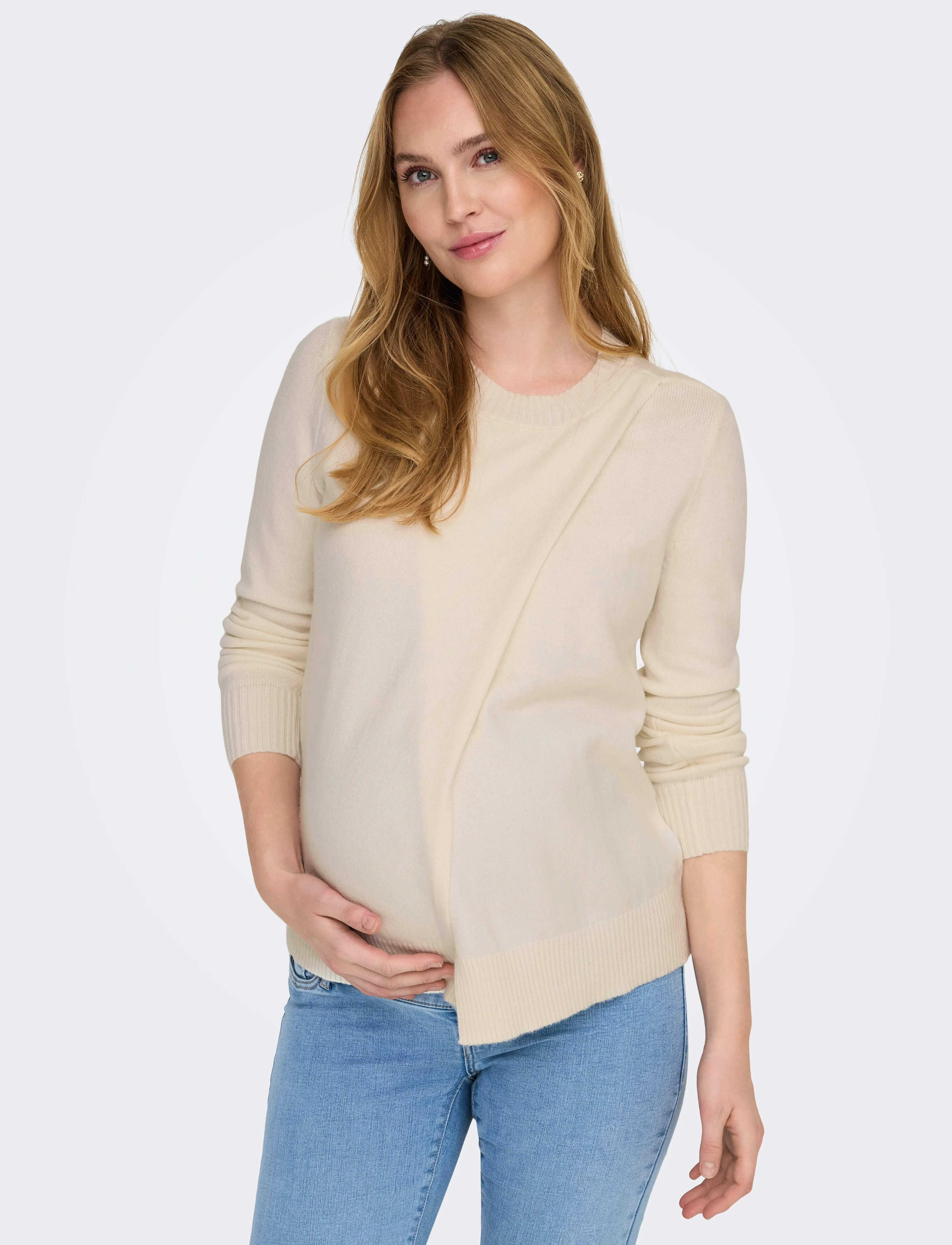 Only Maternity - OLMCAPUCINE NURSING LS O-NECK PULL KNT - cloud dancer - 5