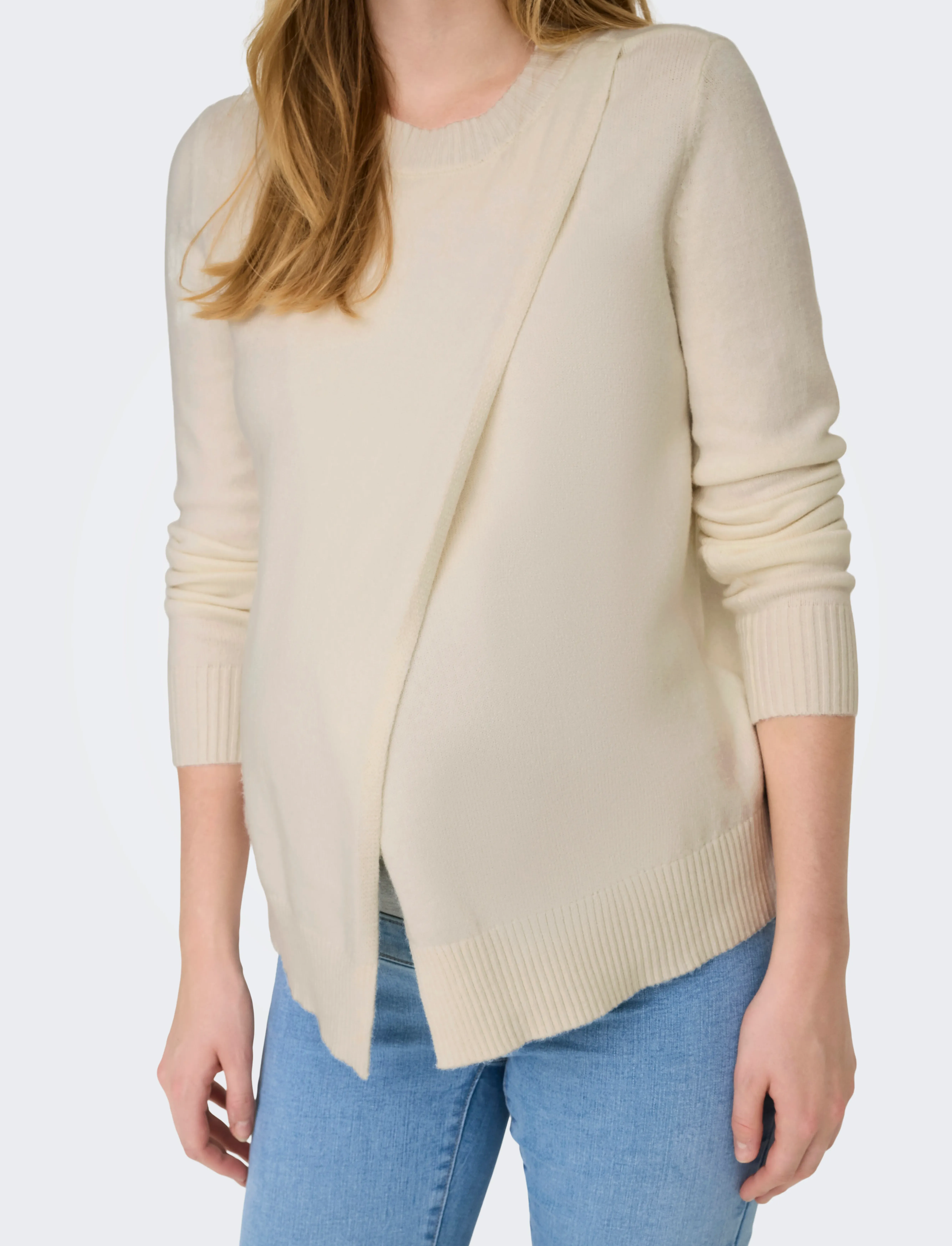 Only Maternity OLMCAPUCINE NURSING LS O-NECK PULL KNT - Geburtstag - CLOUD DANCER / cream
