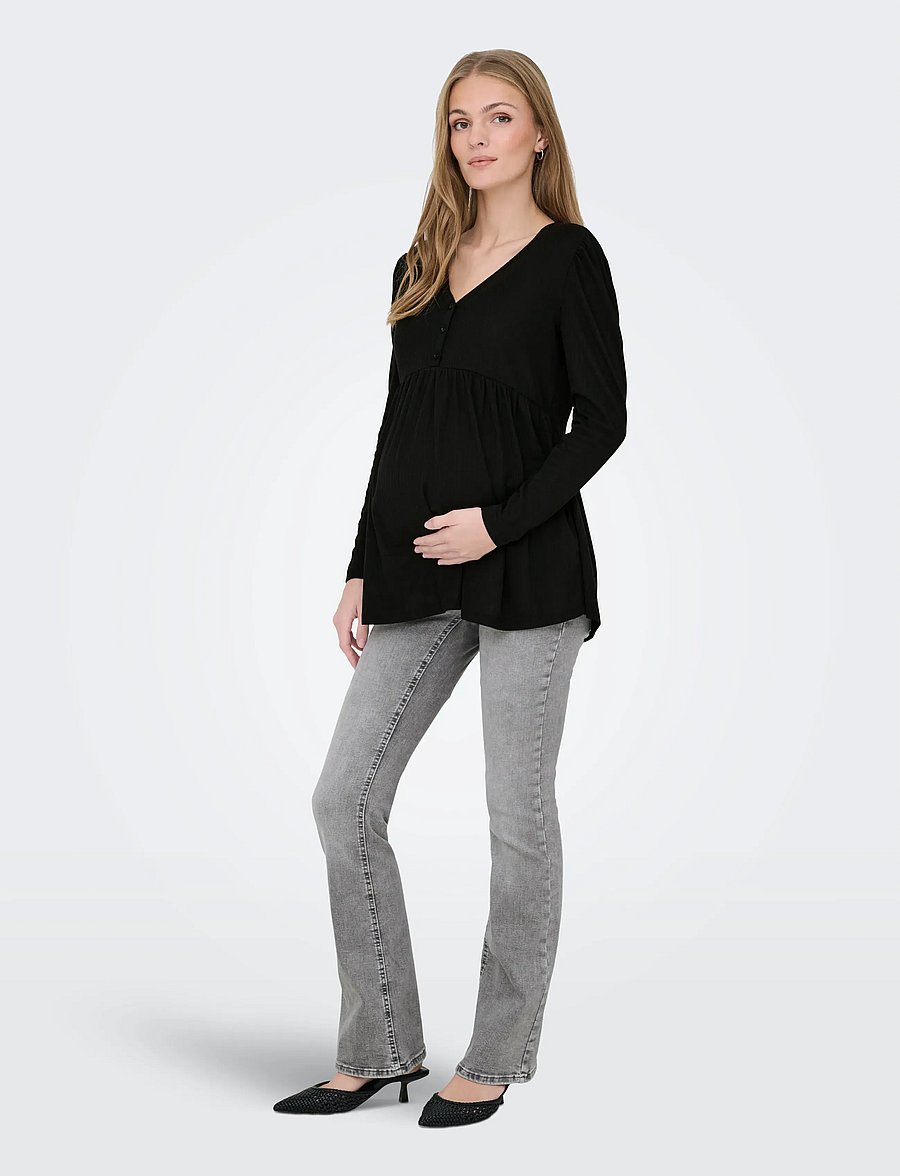 Only Maternity - OLMBLUSH MID WAIST FLARED DNM BOX NOOS - schlaghosen - medium grey denim - 0