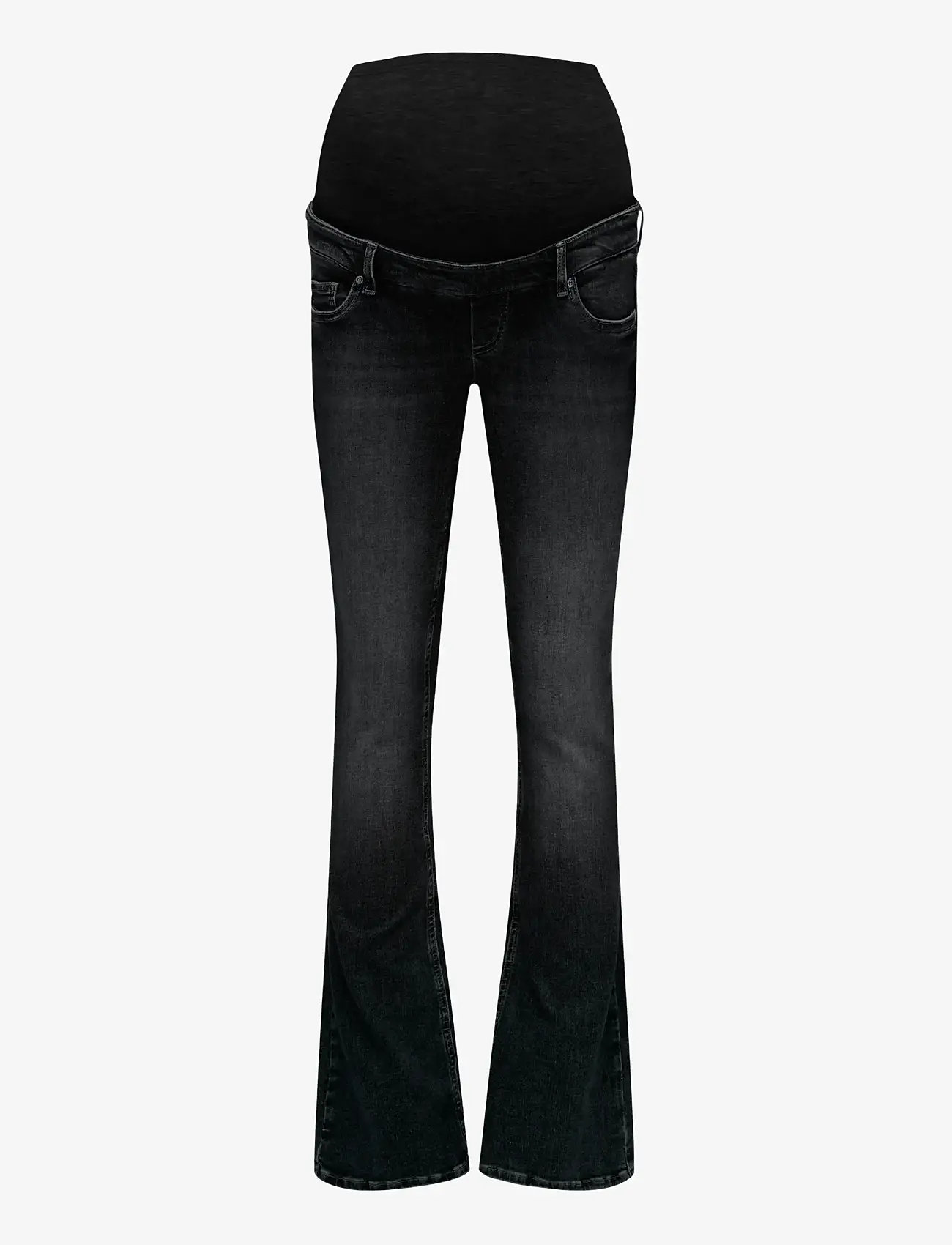 Only Maternity - OLMBLUSH MID WAIST FLARED DNM BOX NOOS - utsvängda jeans - washed black - 0