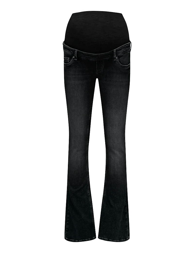 Only Maternity - OLMBLUSH MID WAIST FLARED DNM BOX NOOS - utsvängda jeans - washed black - 0