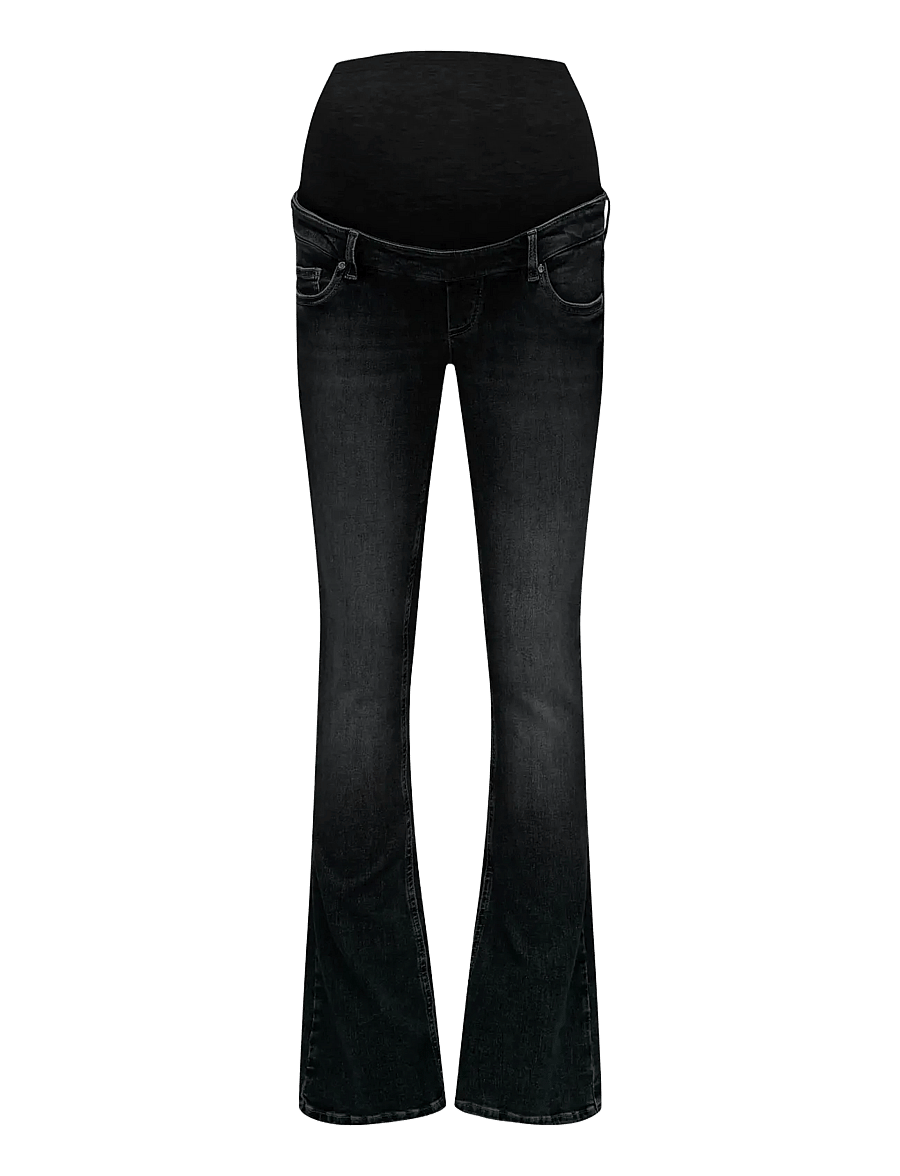 Only Maternity - OLMBLUSH MID WAIST FLARED DNM BOX NOOS - alt eriti laia säärega teksad - washed black - 0