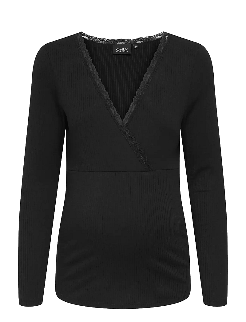 Only Maternity - OLMIPASS NURSING L/S WRAP TOP JRS - Överdelar - black - 1
