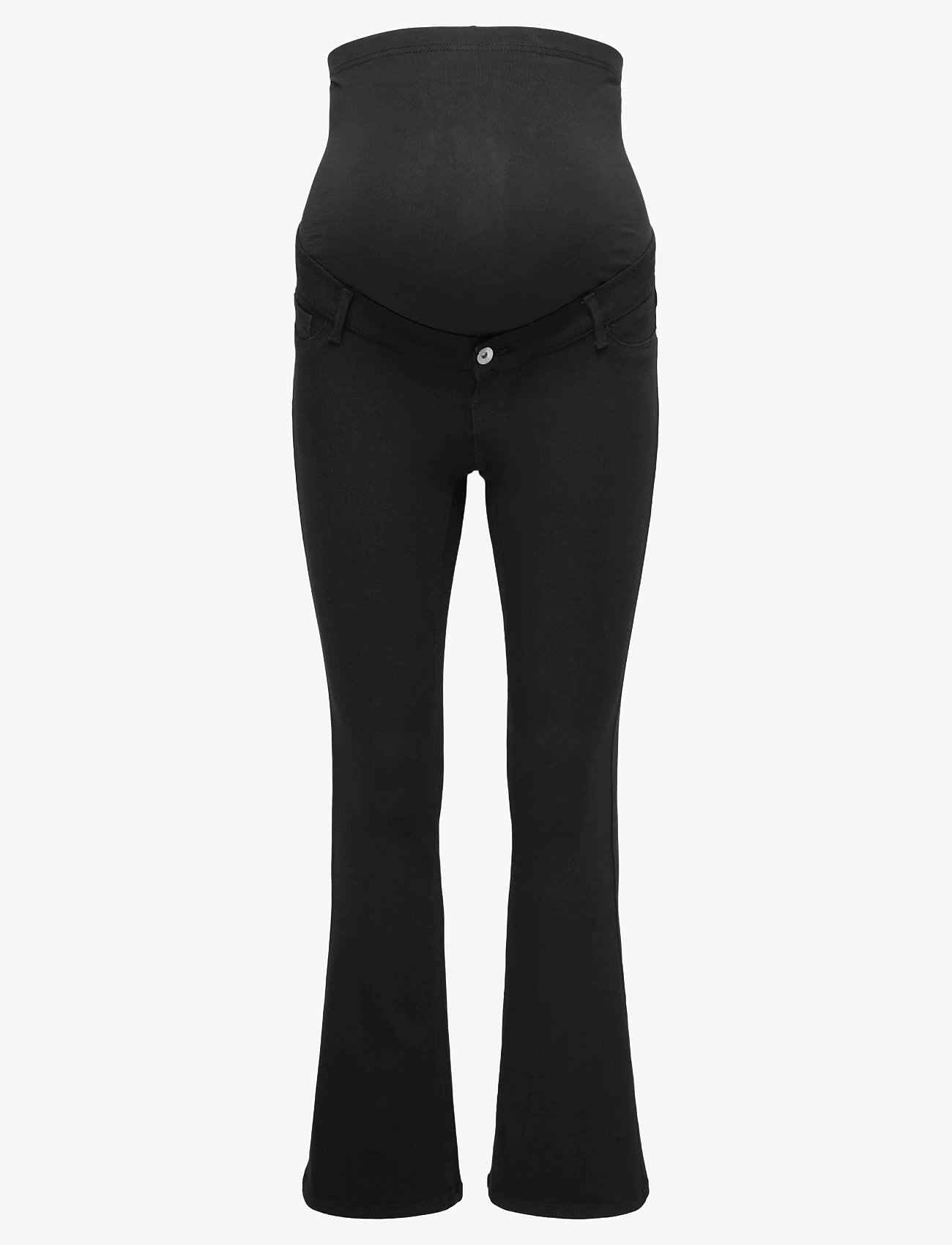 Only Maternity - OLMRAIN LIFE REG PUSH UP FLARED NOOS - utsvängda jeans - black denim - 0