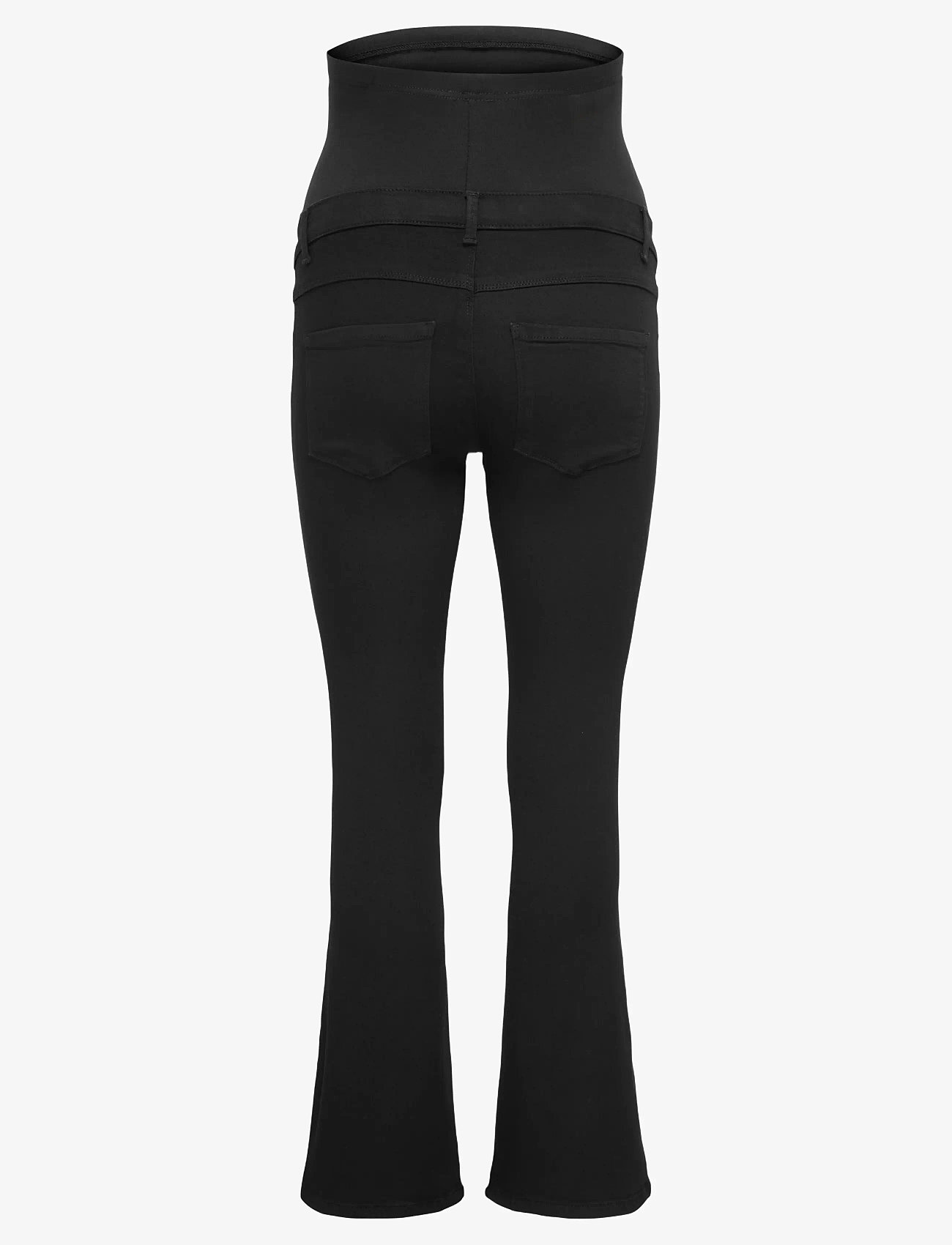 Only Maternity - OLMRAIN LIFE REG PUSH UP FLARED NOOS - utsvängda jeans - black denim - 1