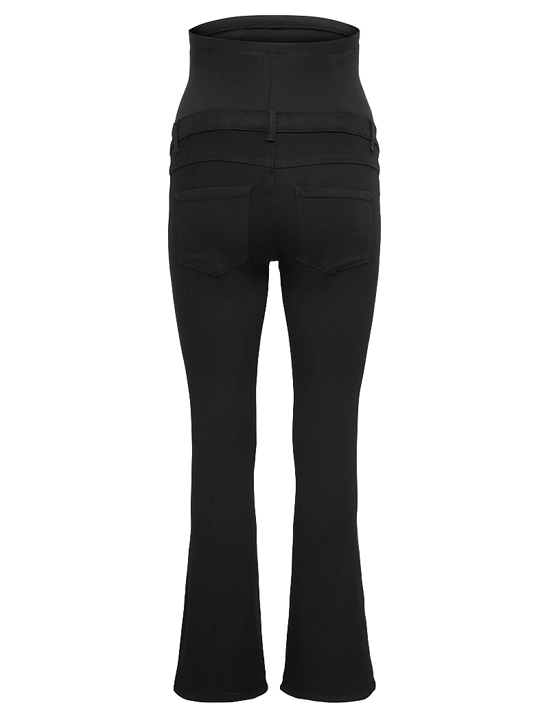 Only Maternity - OLMRAIN LIFE REG PUSH UP FLARED NOOS - schlaghosen - black denim - 2