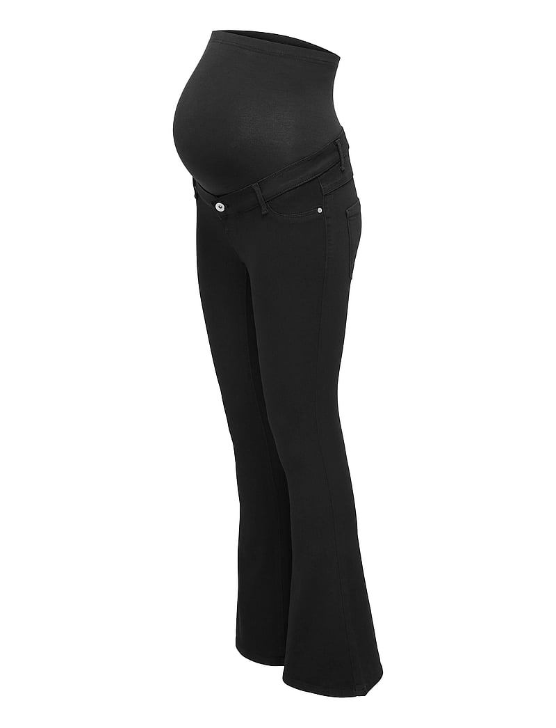 Only Maternity - OLMRAIN LIFE REG PUSH UP FLARED NOOS - schlaghosen - black denim - 4