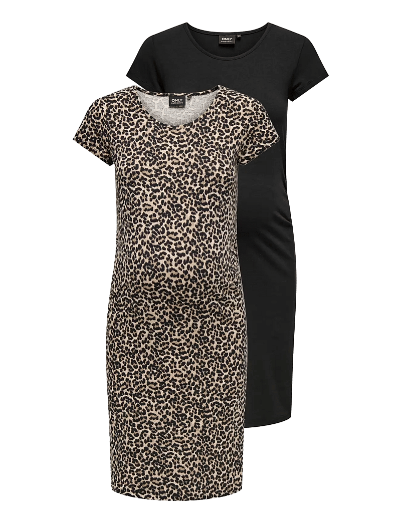 Only Maternity - OLMLOVELY LIFE S/S DRESS 2-PCK NOOS - sommarklänningar - black - 1