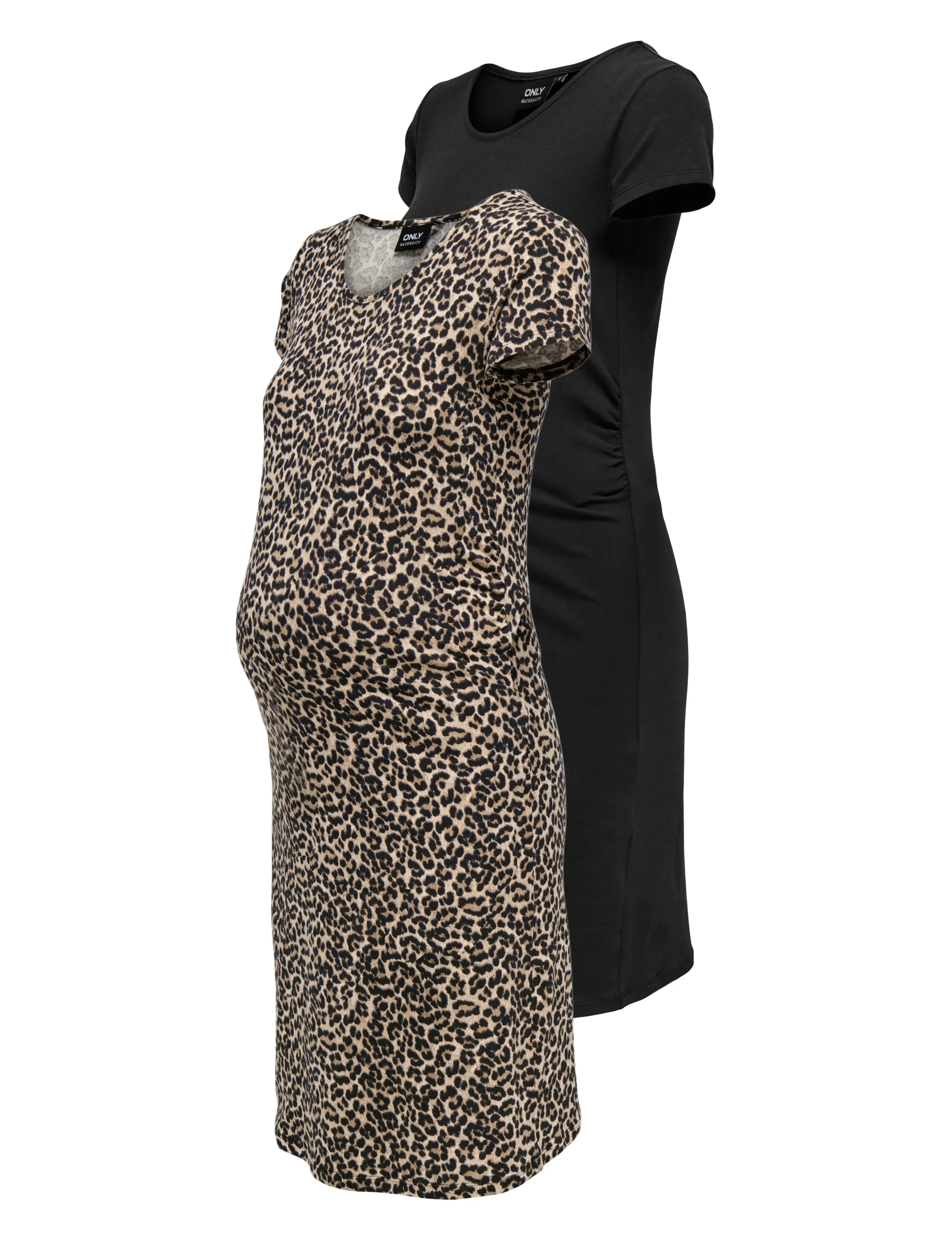 Only Maternity - OLMLOVELY LIFE S/S DRESS 2-PCK NOOS - suvekleidid - black - 4