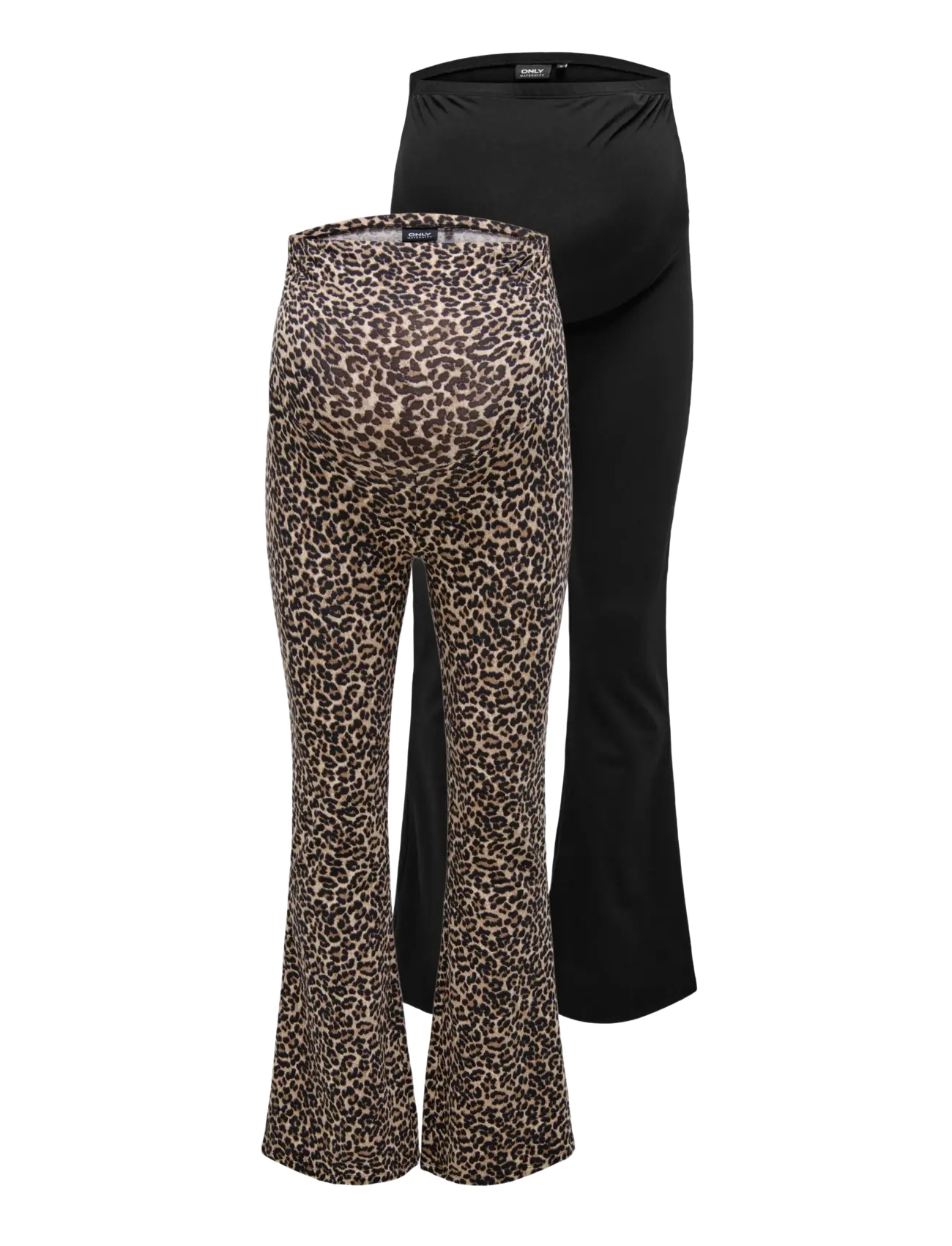 ONLY MATERNITY Olmlovely Leo Flared Hose 2-Pack Noos Schwarz - M - Damen