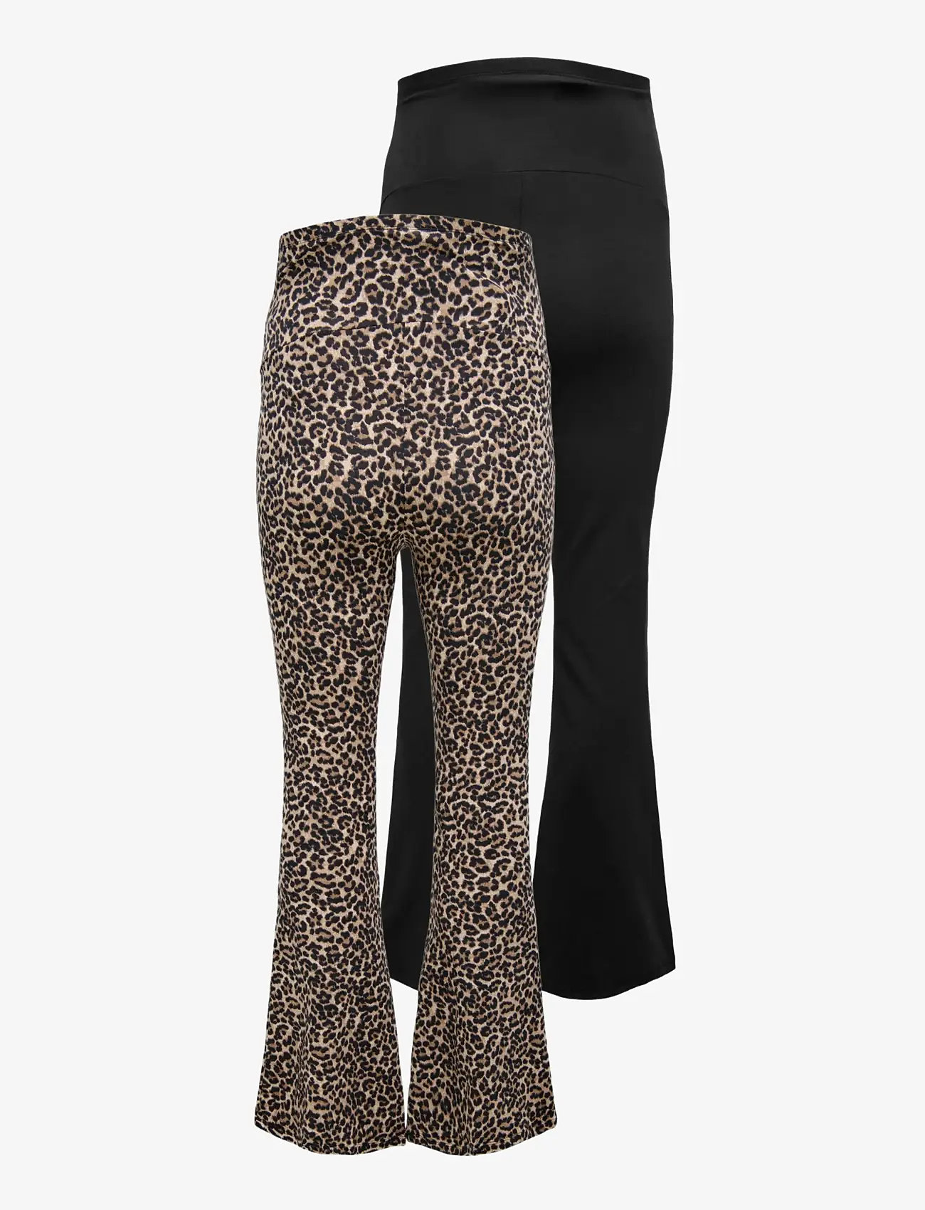 Only Maternity - OLMLOVELY LEO FLARED PANT 2-PACK NOOS - retuusid - black - 1