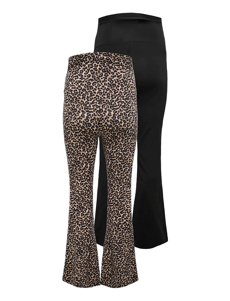 Only Maternity - OLMLOVELY LEO FLARED PANT 2-PACK NOOS - retuusid - black - 2
