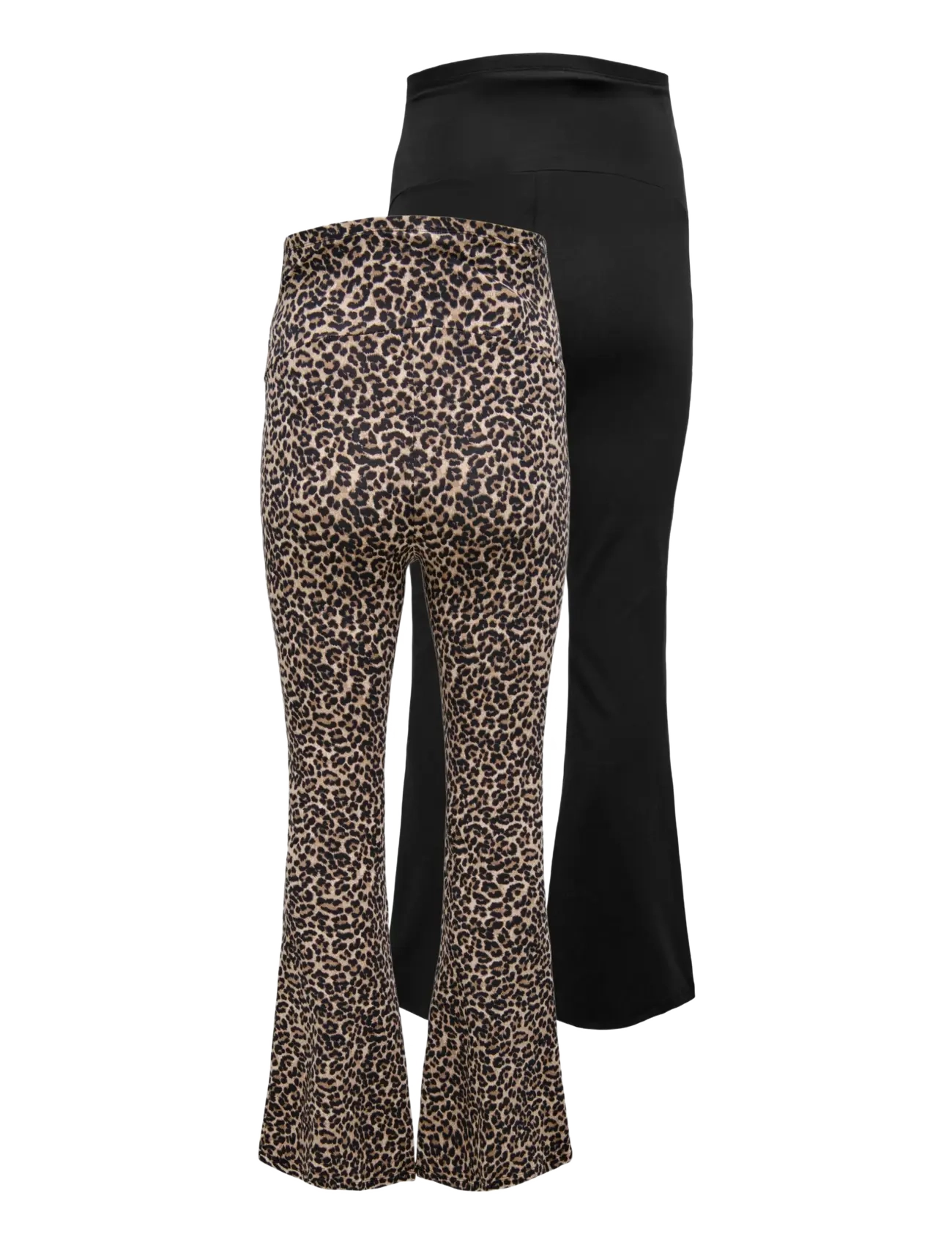 Only Maternity - OLMLOVELY LEO FLARED PANT 2-PACK NOOS - leggings - black - 2