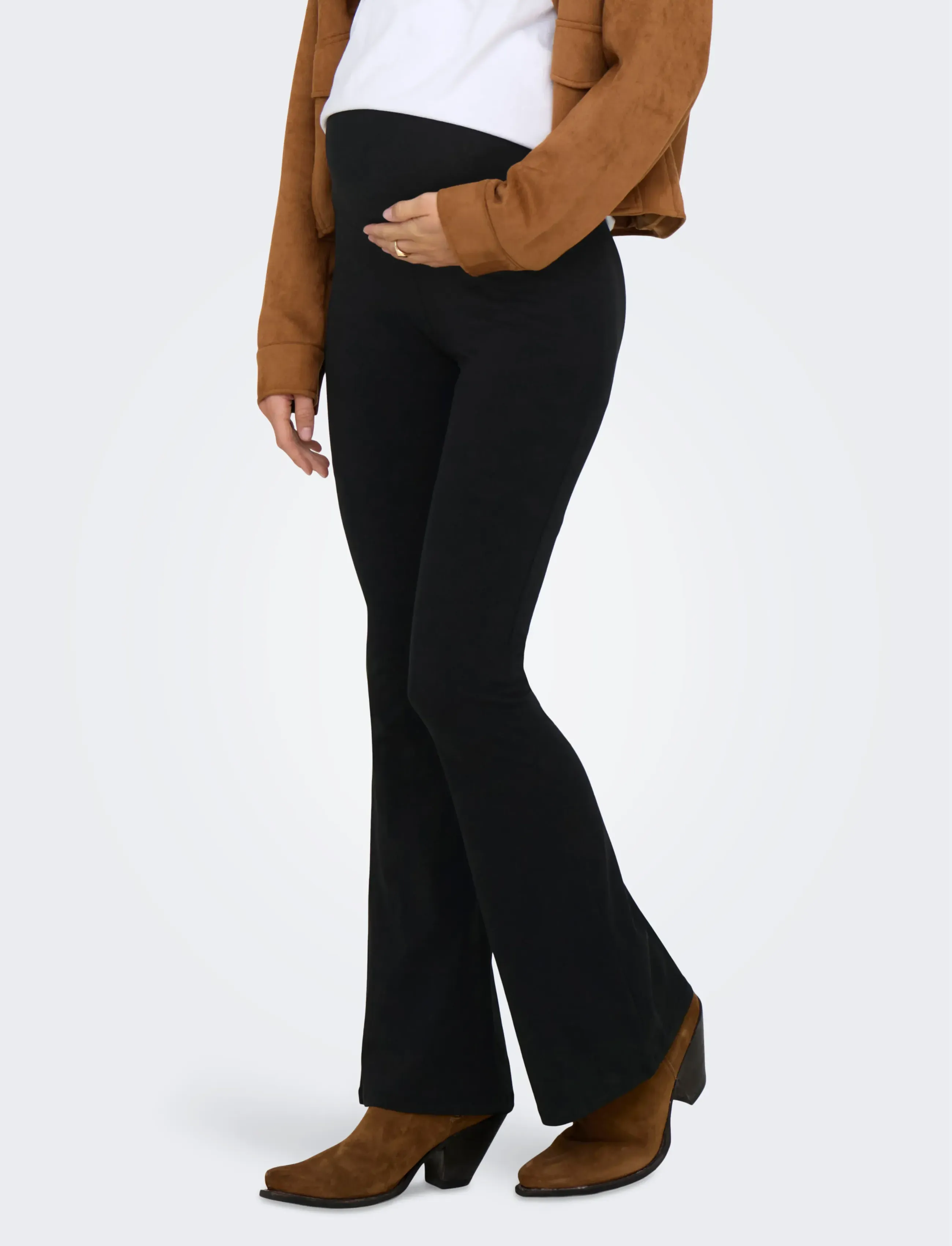 Only Maternity Olmlovely Leo Flared Pant 2-Pack Noos, M, Black, Underdele > Leggings, Dame