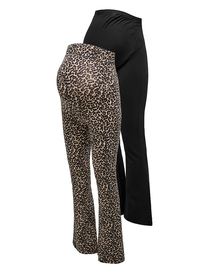 Only Maternity - OLMLOVELY LEO FLARED PANT 2-PACK NOOS - retuusid - black - 4