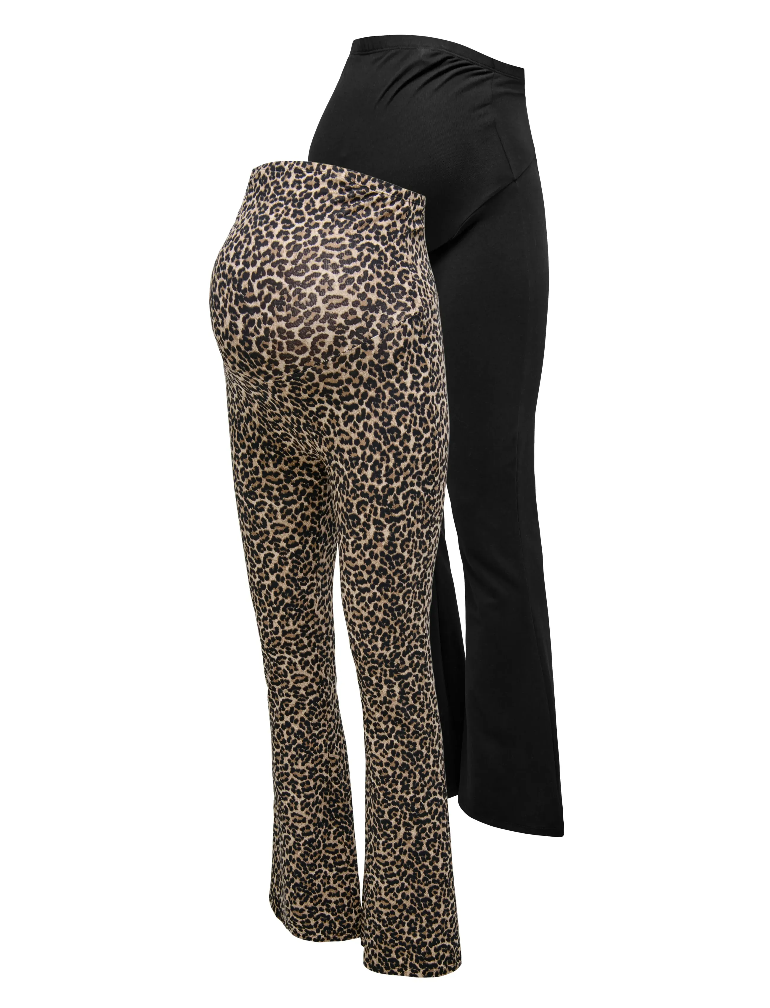Only Maternity - OLMLOVELY LEO FLARED PANT 2-PACK NOOS - leggings - black - 4