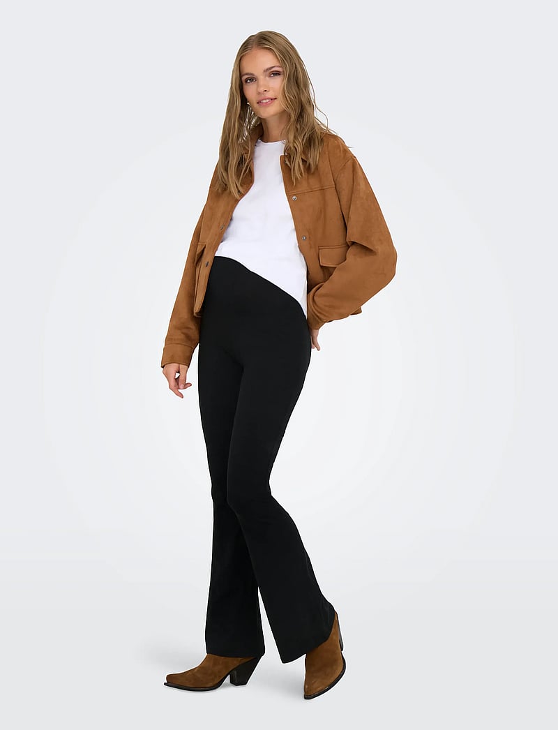 Only Maternity - OLMLOVELY LEO FLARED PANT 2-PACK NOOS - retuusid - black - 5