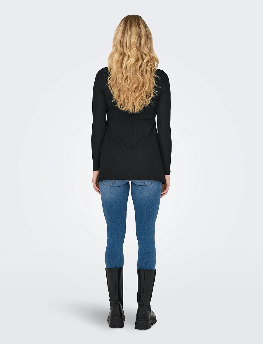 Only Maternity - OLMMALAYA BASE L/S O-NECK TOP JRS NOOS - langärmlige tops - black - 3