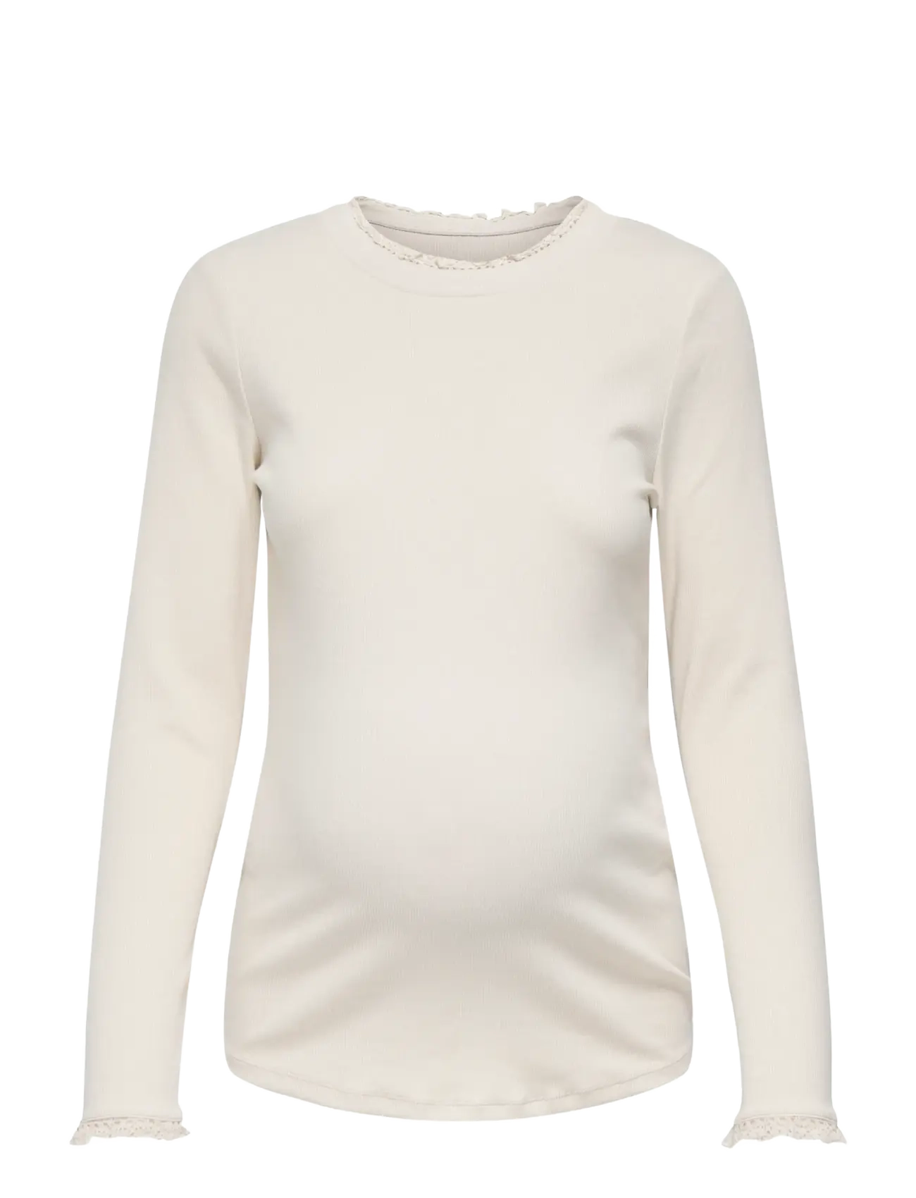 Only Maternity OLMLESLIE L/S LACE MIX TOP JRS - Oberteile - PUMICE STONE / cream