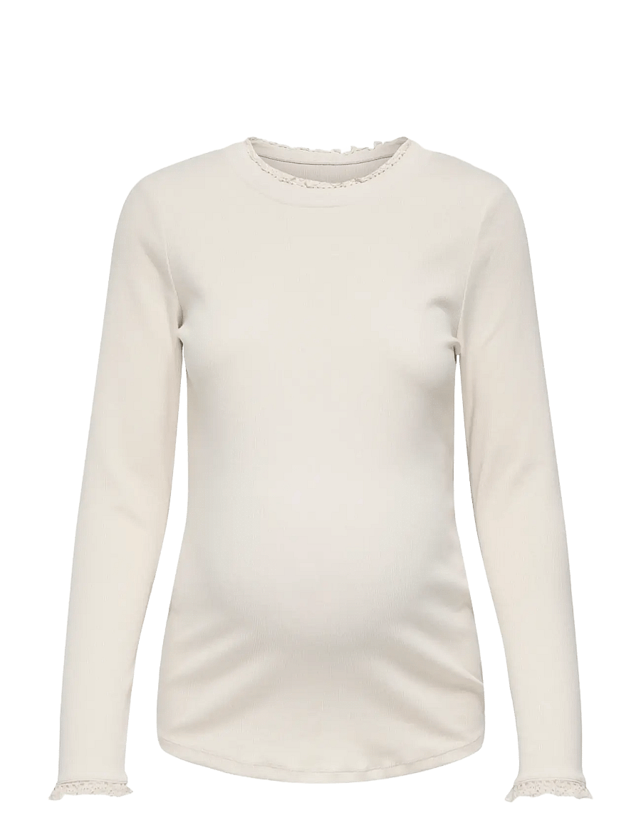 Only Maternity - OLMLESLIE L/S LACE MIX TOP JRS - pumice stone - 0