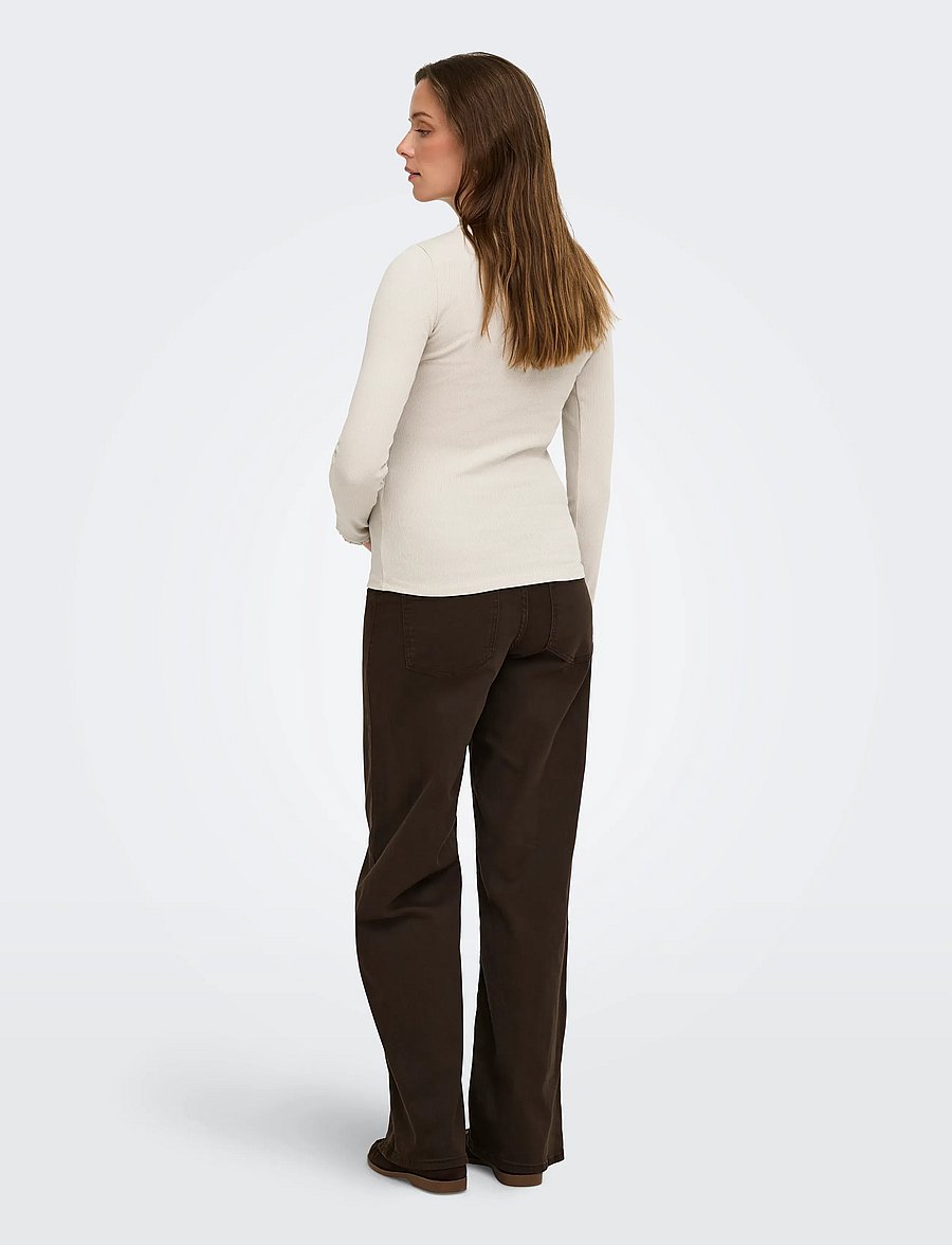 Only Maternity - OLMLESLIE L/S LACE MIX TOP JRS - overdele - pumice stone - 3